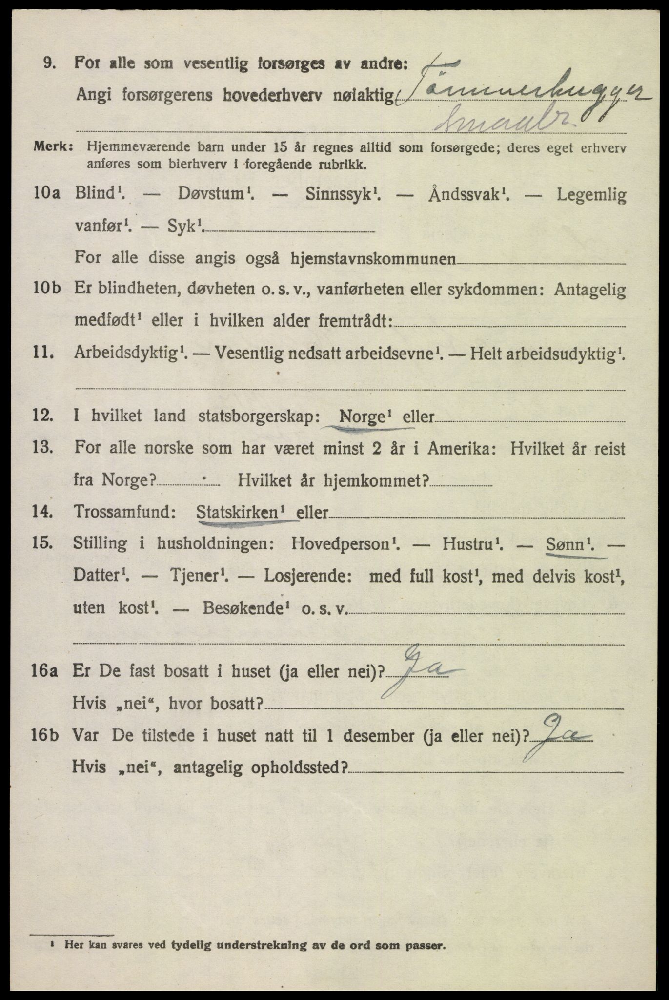 SAH, 1920 census for Snertingdal, 1920, p. 4692