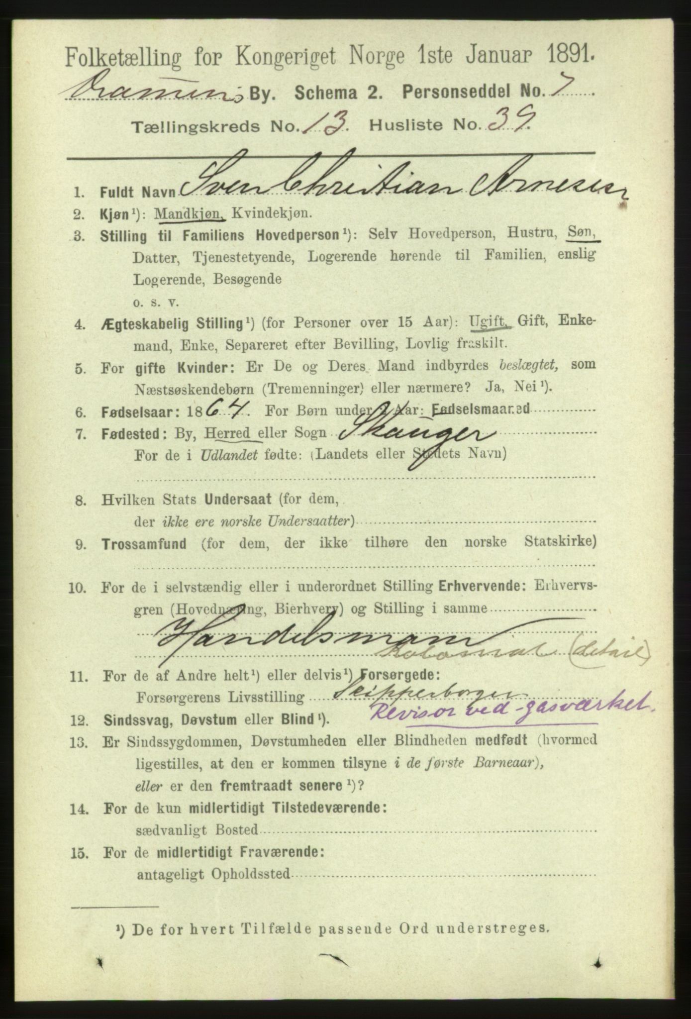 RA, 1891 census for 0602 Drammen, 1891, p. 10044