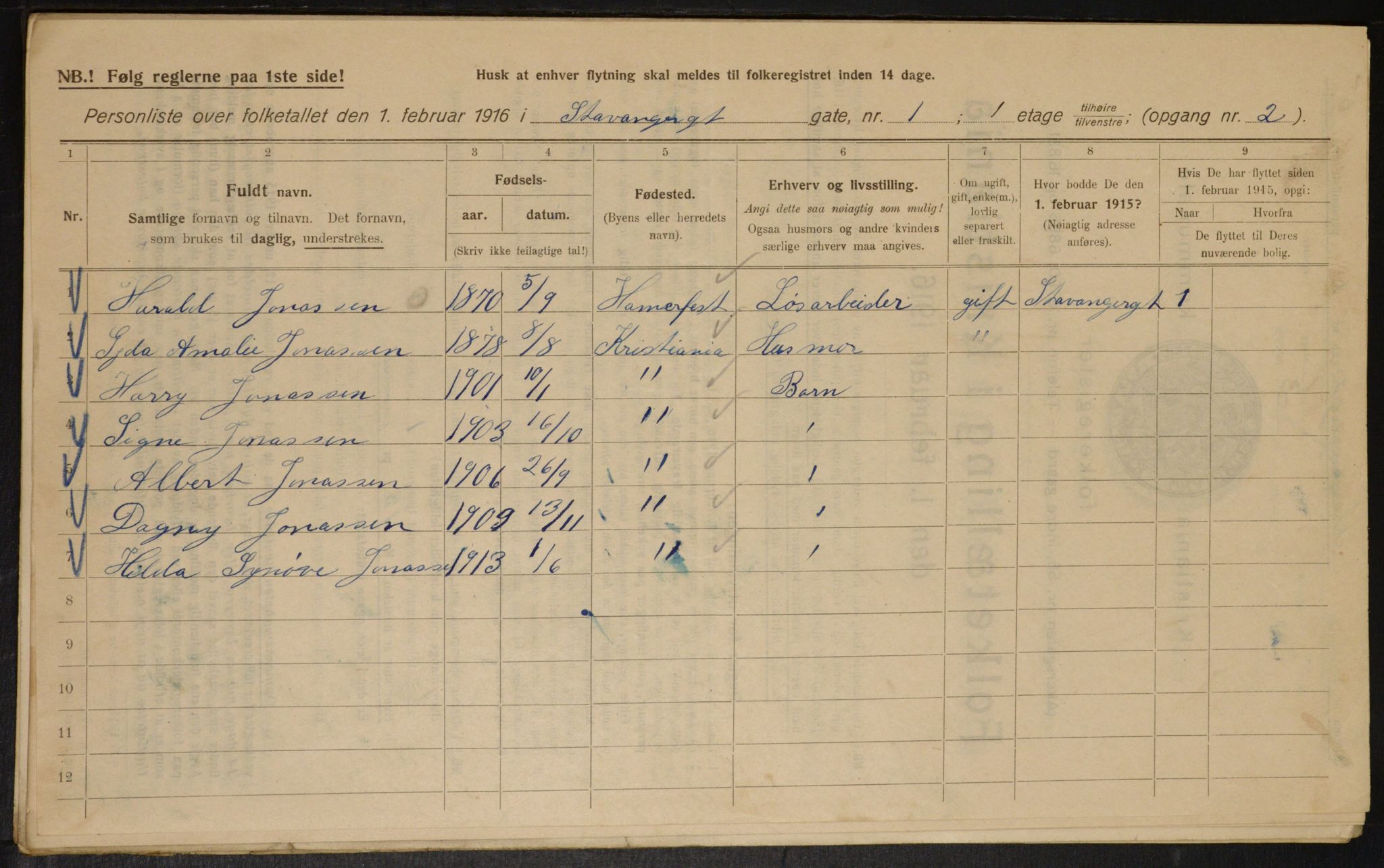 OBA, Municipal Census 1916 for Kristiania, 1916, p. 103282