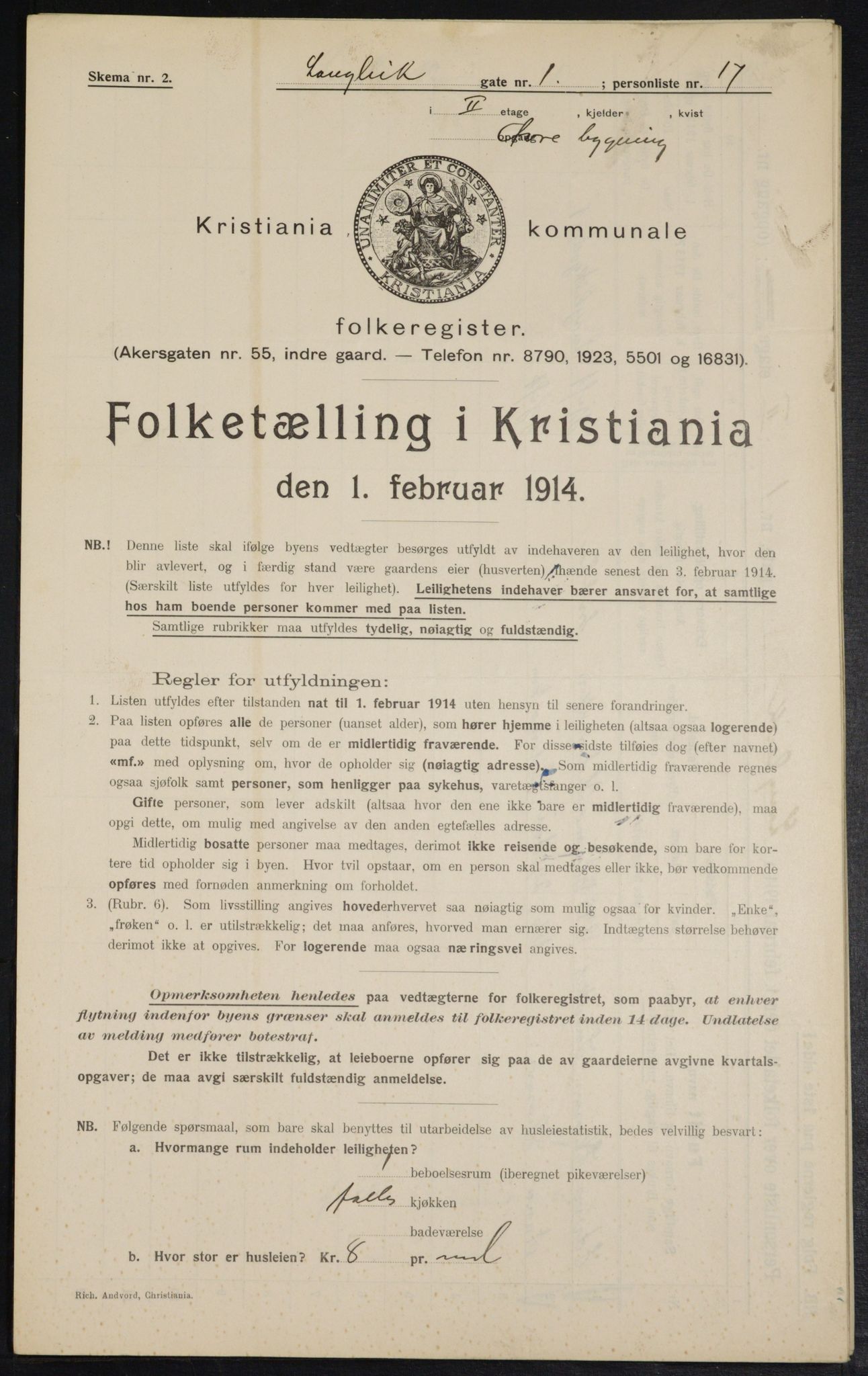 OBA, Municipal Census 1914 for Kristiania, 1914, p. 56842