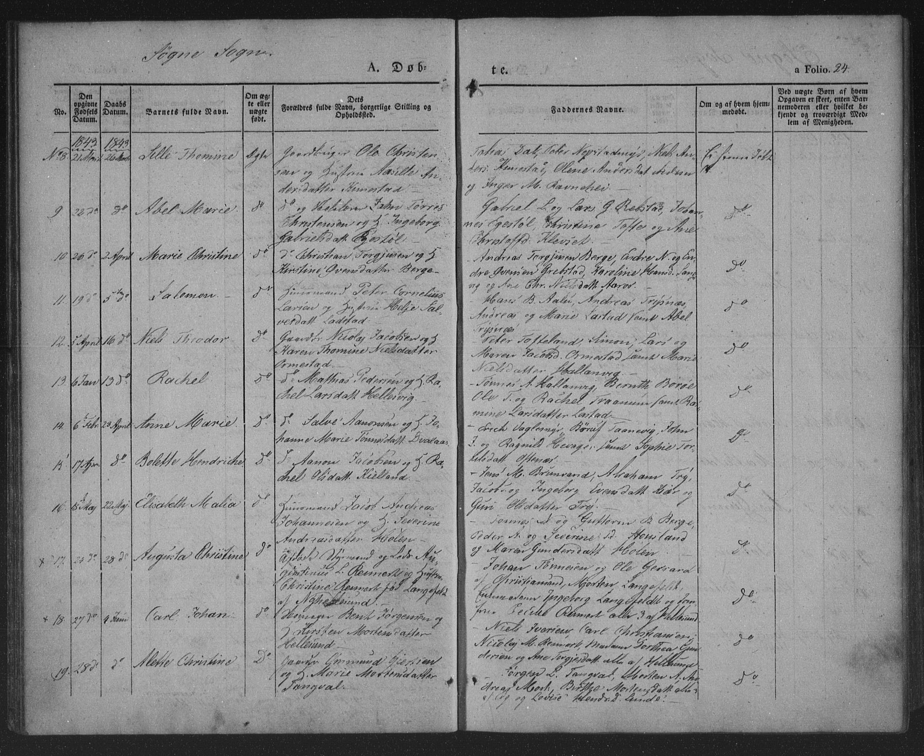 Søgne sokneprestkontor, SAK/1111-0037/F/Fa/Fab/L0009: Parish register (official) no. A 9, 1838-1853, p. 24