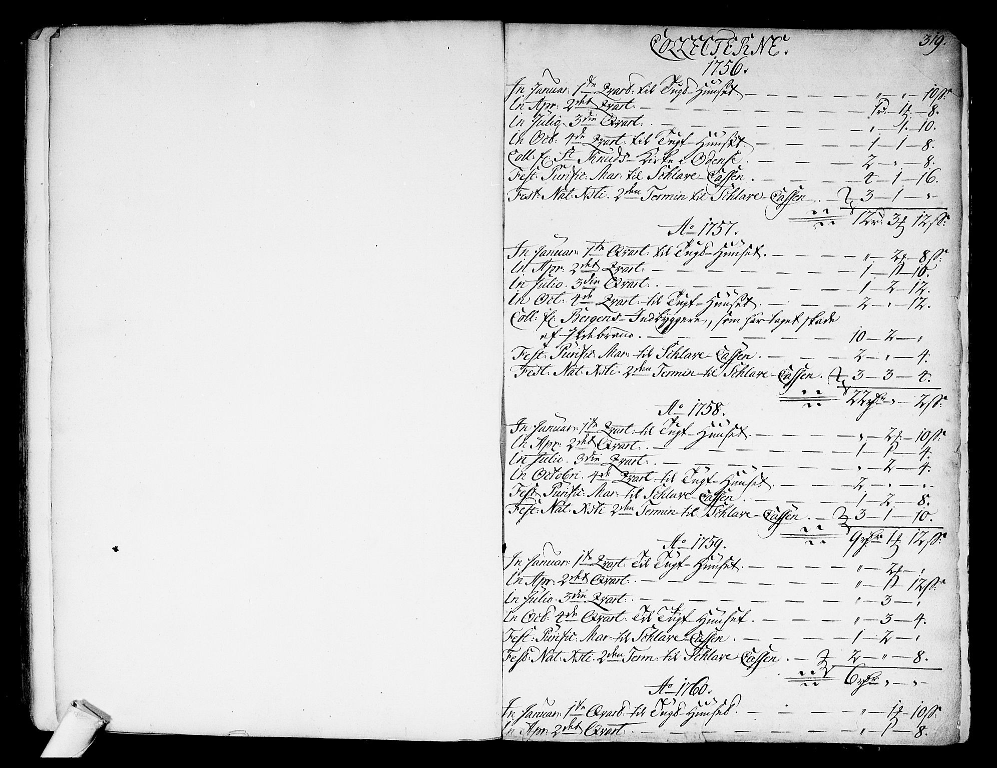 Kongsberg kirkebøker, SAKO/A-22/F/Fa/L0004: Parish register (official) no. I 4, 1756-1768, p. 319