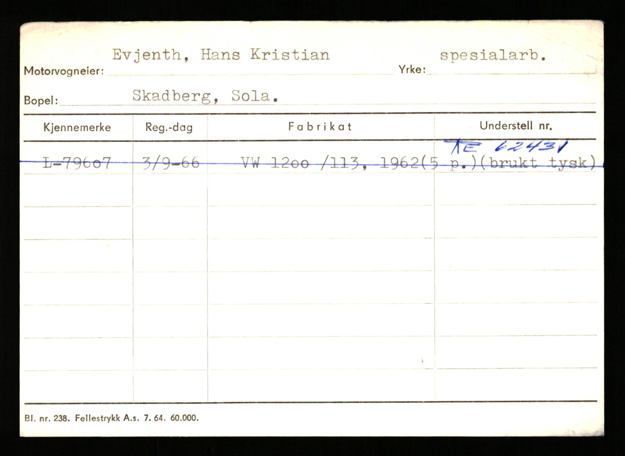 Stavanger trafikkstasjon, SAST/A-101942/0/H/L0008: Eraker - Fjellstad, 1930-1971, p. 2010