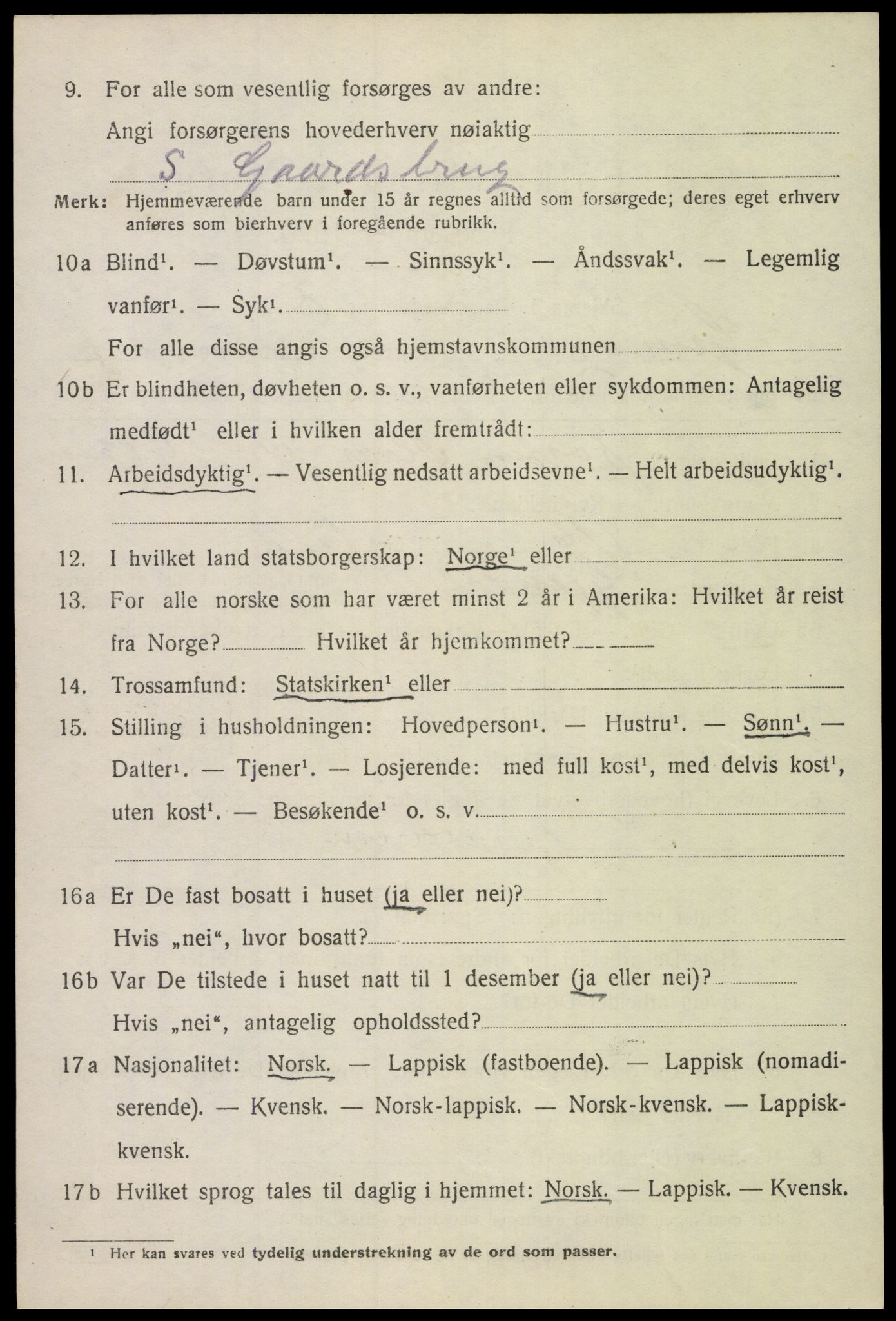 SAT, 1920 census for Gimsøy, 1920, p. 3204