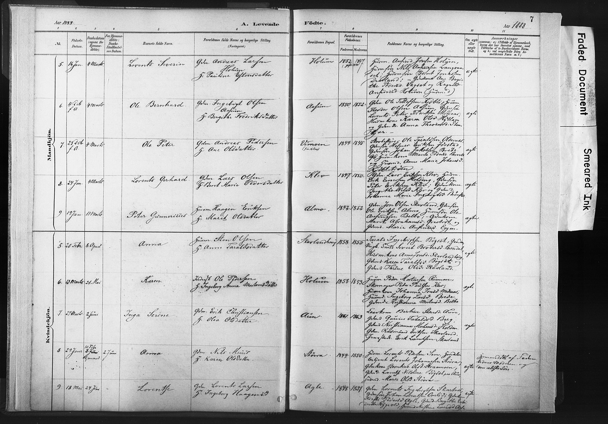 Ministerialprotokoller, klokkerbøker og fødselsregistre - Nord-Trøndelag, SAT/A-1458/749/L0474: Parish register (official) no. 749A08, 1887-1903, p. 7