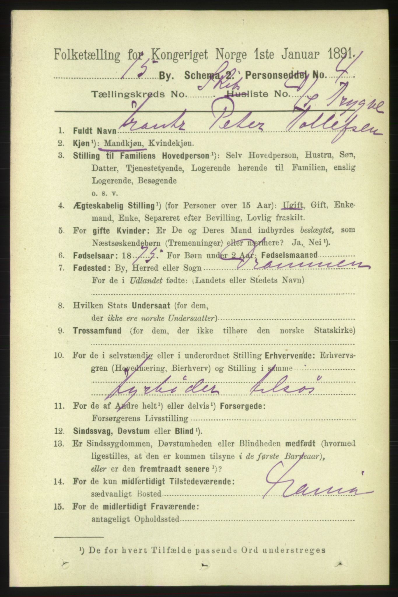 RA, 1891 census for 0602 Drammen, 1891, p. 25640