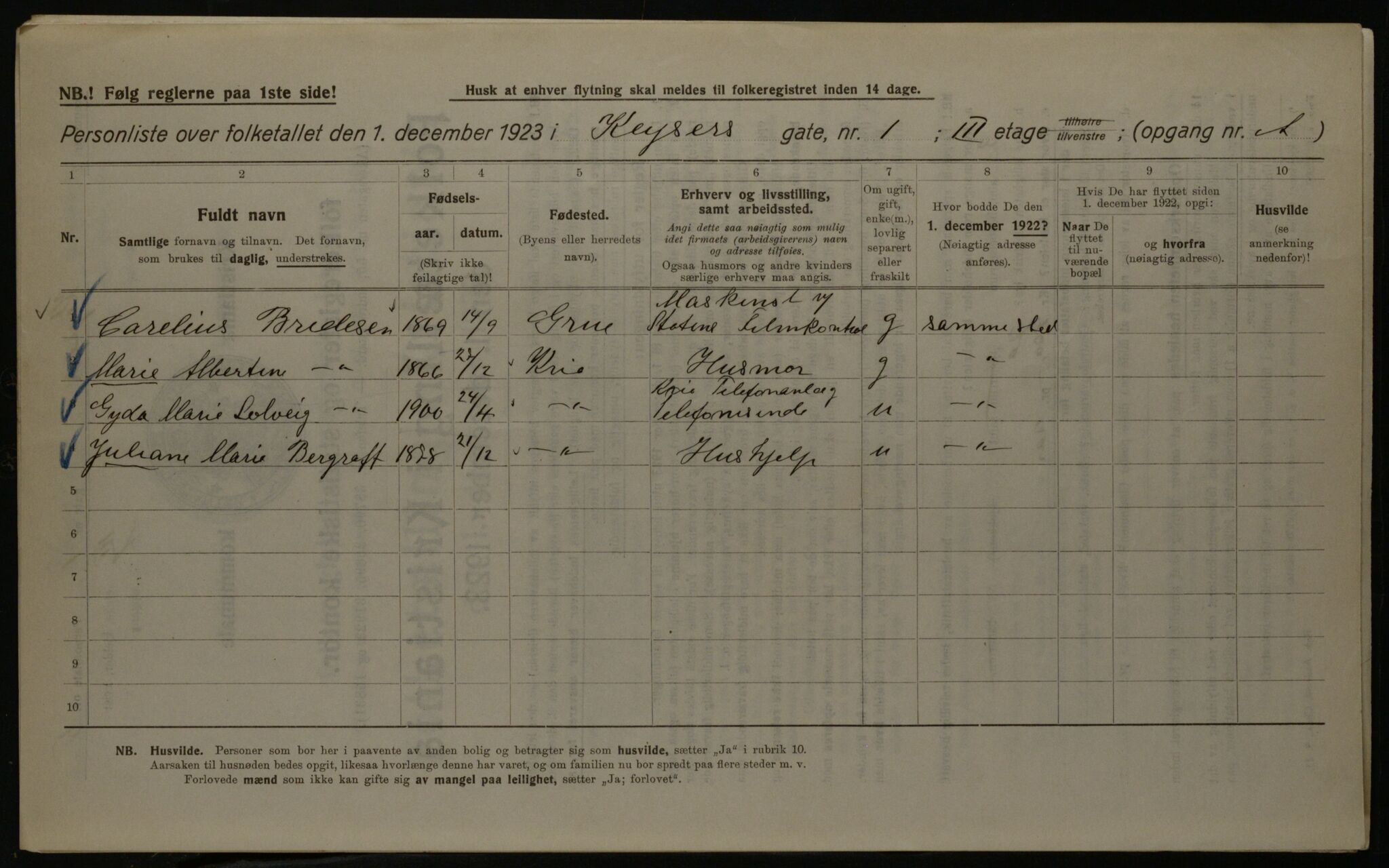 OBA, Municipal Census 1923 for Kristiania, 1923, p. 54955