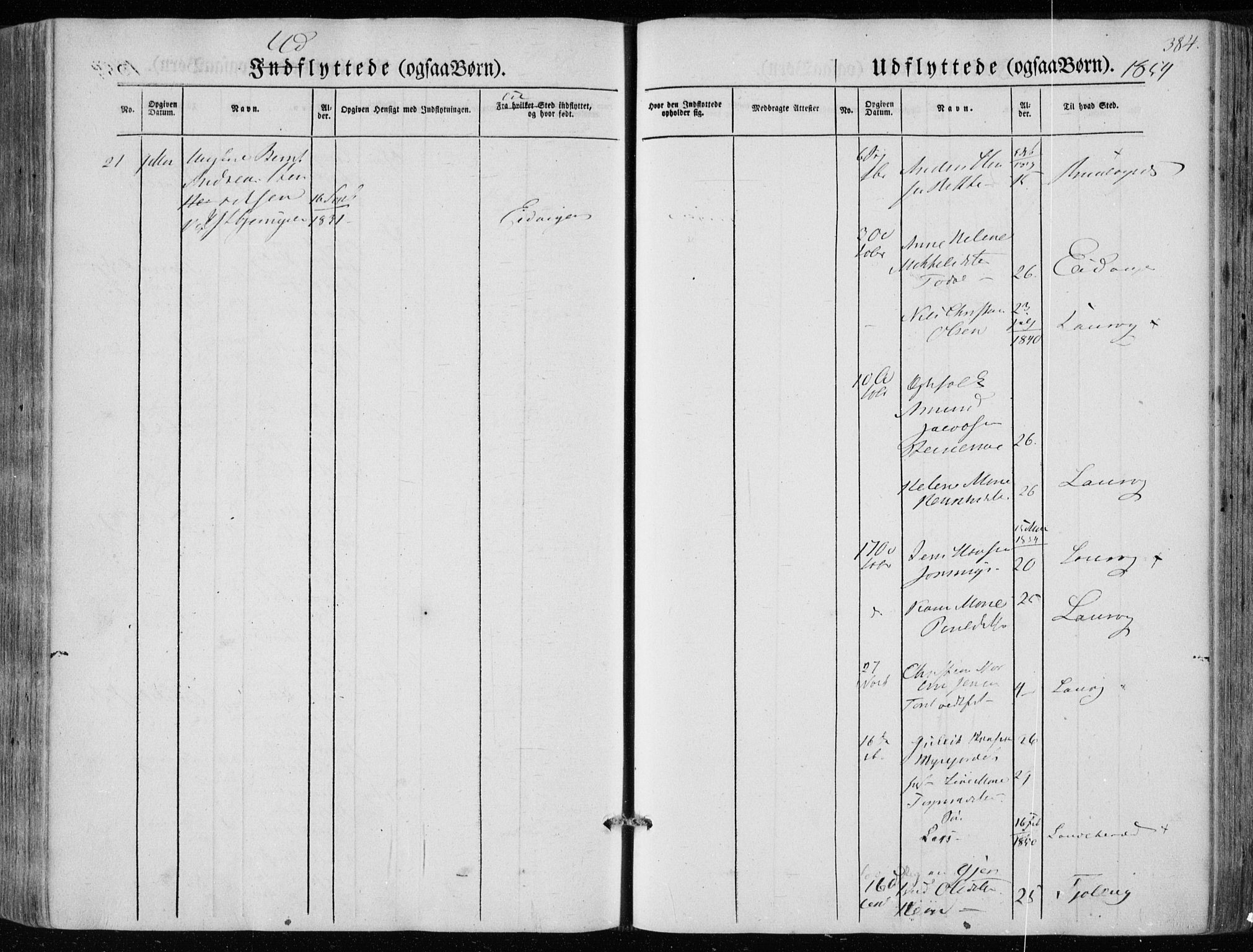 Hedrum kirkebøker, AV/SAKO-A-344/F/Fa/L0006: Parish register (official) no. I 6, 1849-1857, p. 384