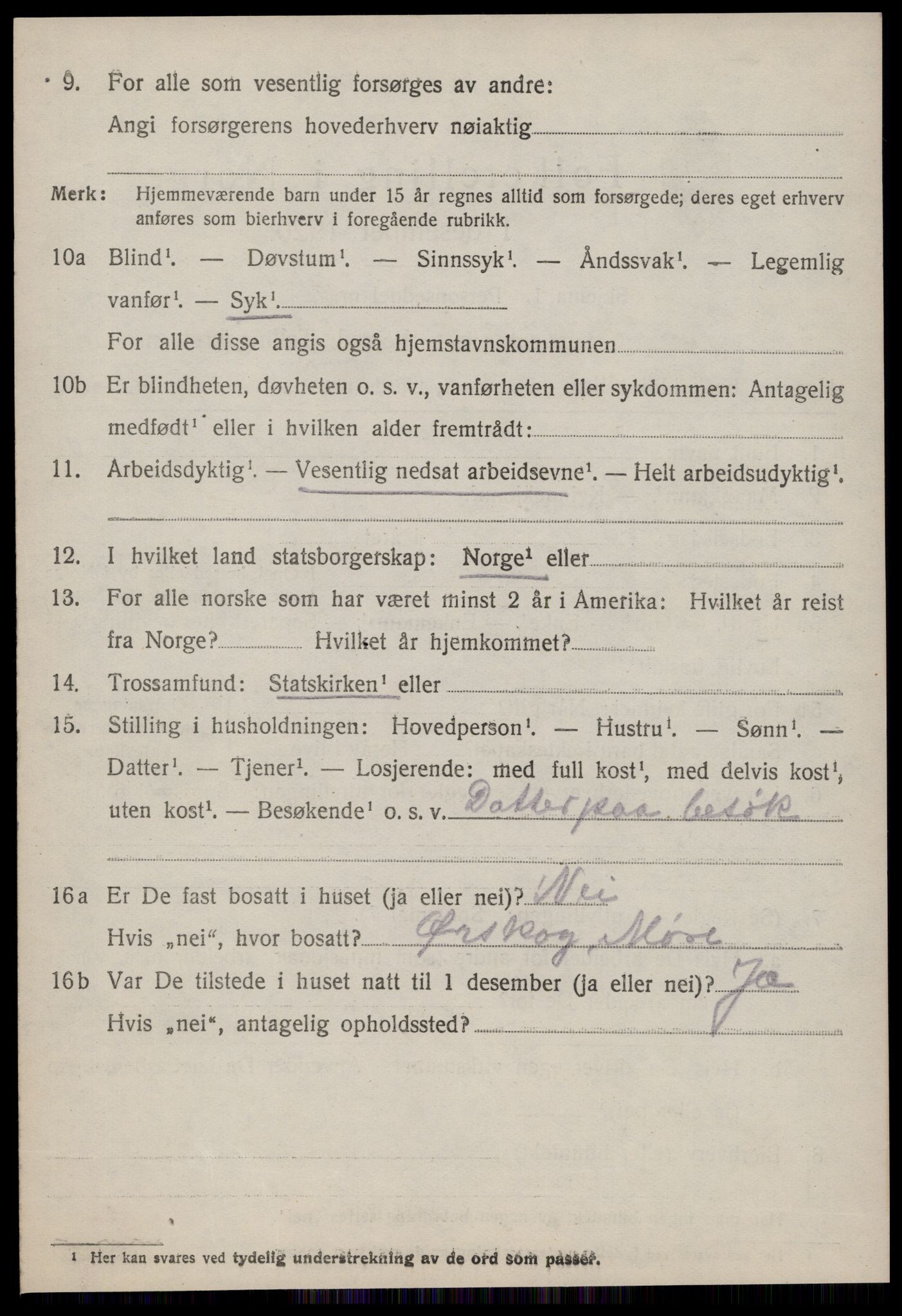 SAT, 1920 census for Vatne, 1920, p. 2651