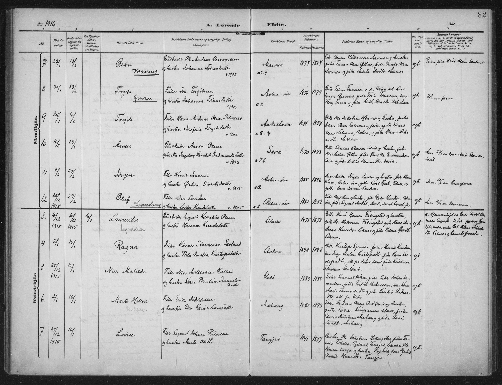 Kopervik sokneprestkontor, AV/SAST-A-101850/H/Ha/Haa/L0005: Parish register (official) no. A 5, 1906-1924, p. 82