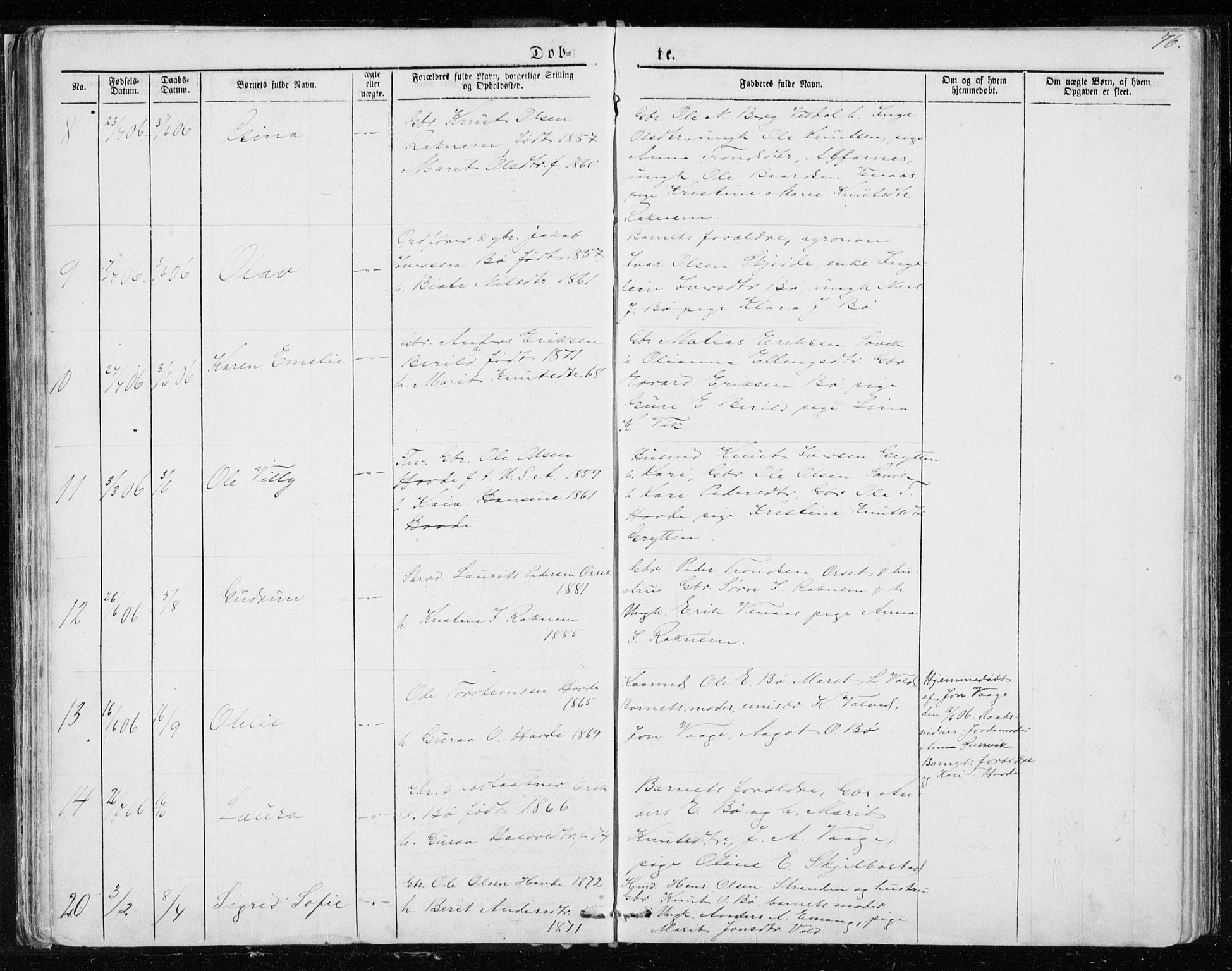 Ministerialprotokoller, klokkerbøker og fødselsregistre - Møre og Romsdal, AV/SAT-A-1454/543/L0564: Parish register (copy) no. 543C02, 1867-1915, p. 76