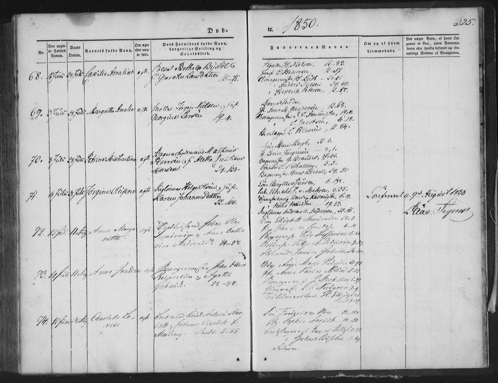 Korskirken sokneprestembete, SAB/A-76101/H/Haa/L0016: Parish register (official) no. B 2, 1841-1851, p. 325