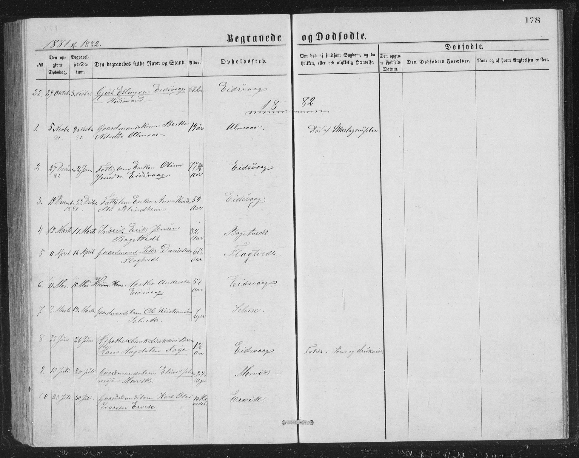 Åsane sokneprestembete, SAB/A-79401/H/Hab: Parish register (copy) no. A 1, 1870-1884, p. 178