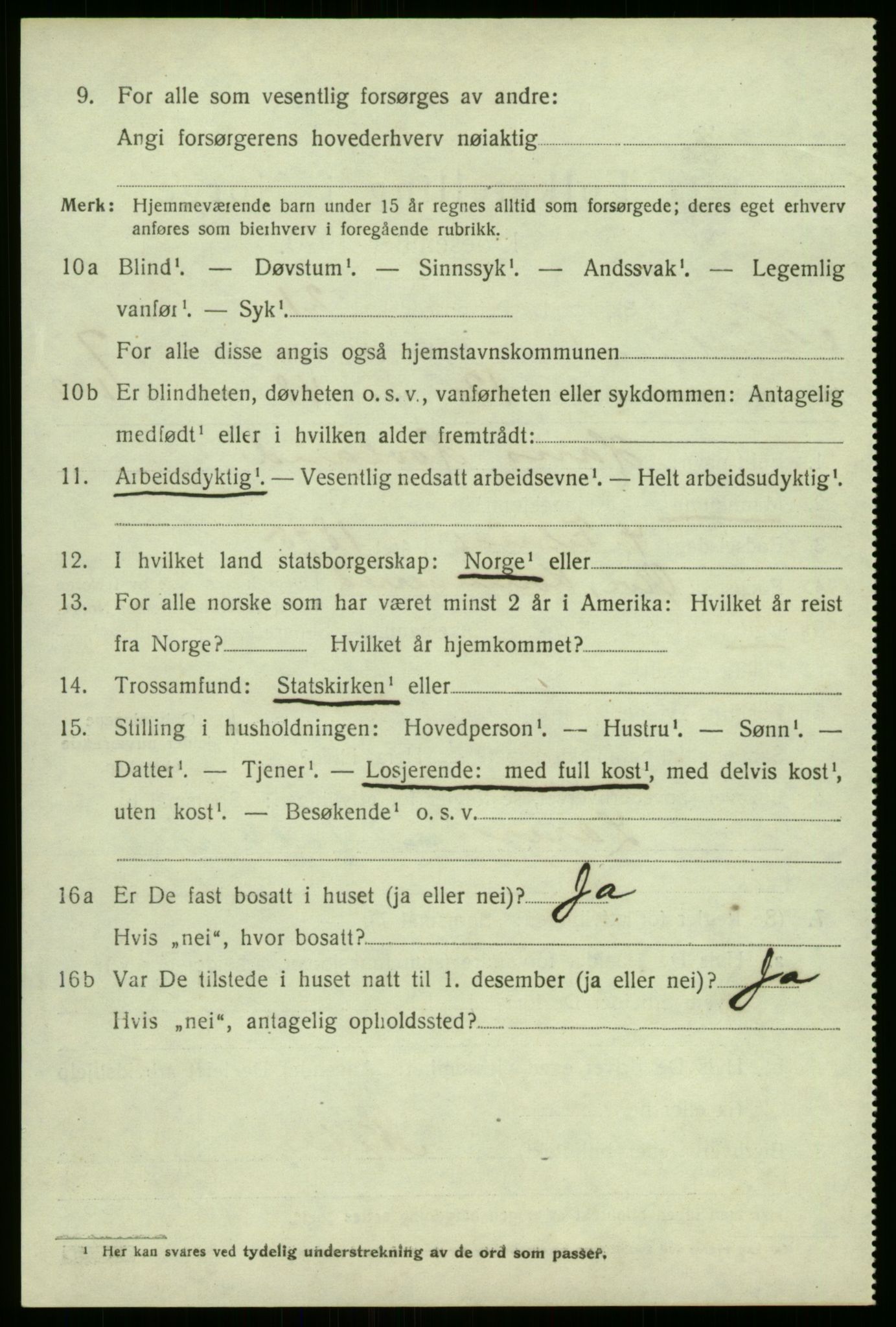 SAB, 1920 census for Aurland, 1920, p. 4285