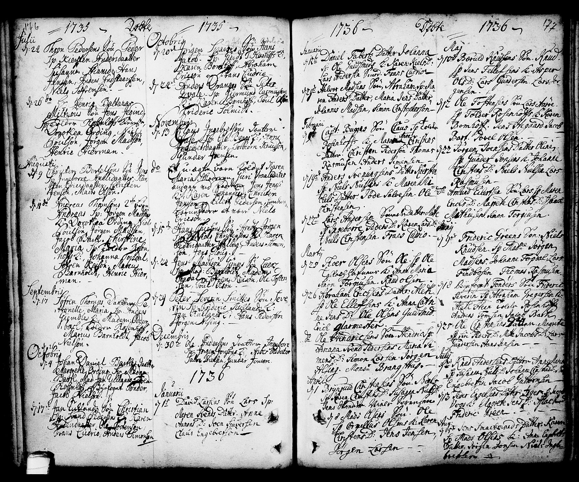 Kragerø kirkebøker, SAKO/A-278/F/Fa/L0001: Parish register (official) no. 1, 1702-1766, p. 176-177