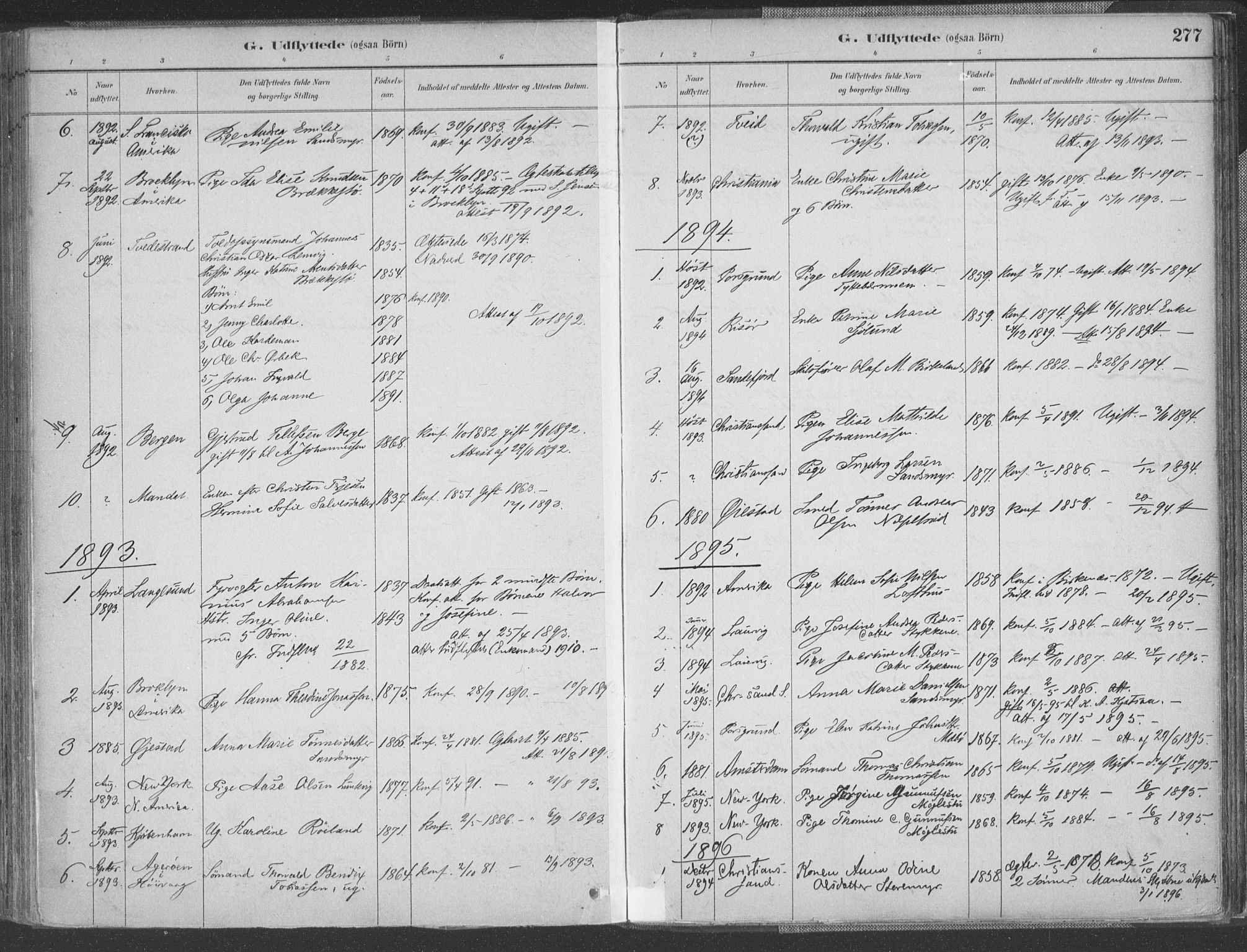 Vestre Moland sokneprestkontor, AV/SAK-1111-0046/F/Fa/Fab/L0009: Parish register (official) no. A 9, 1884-1899, p. 277