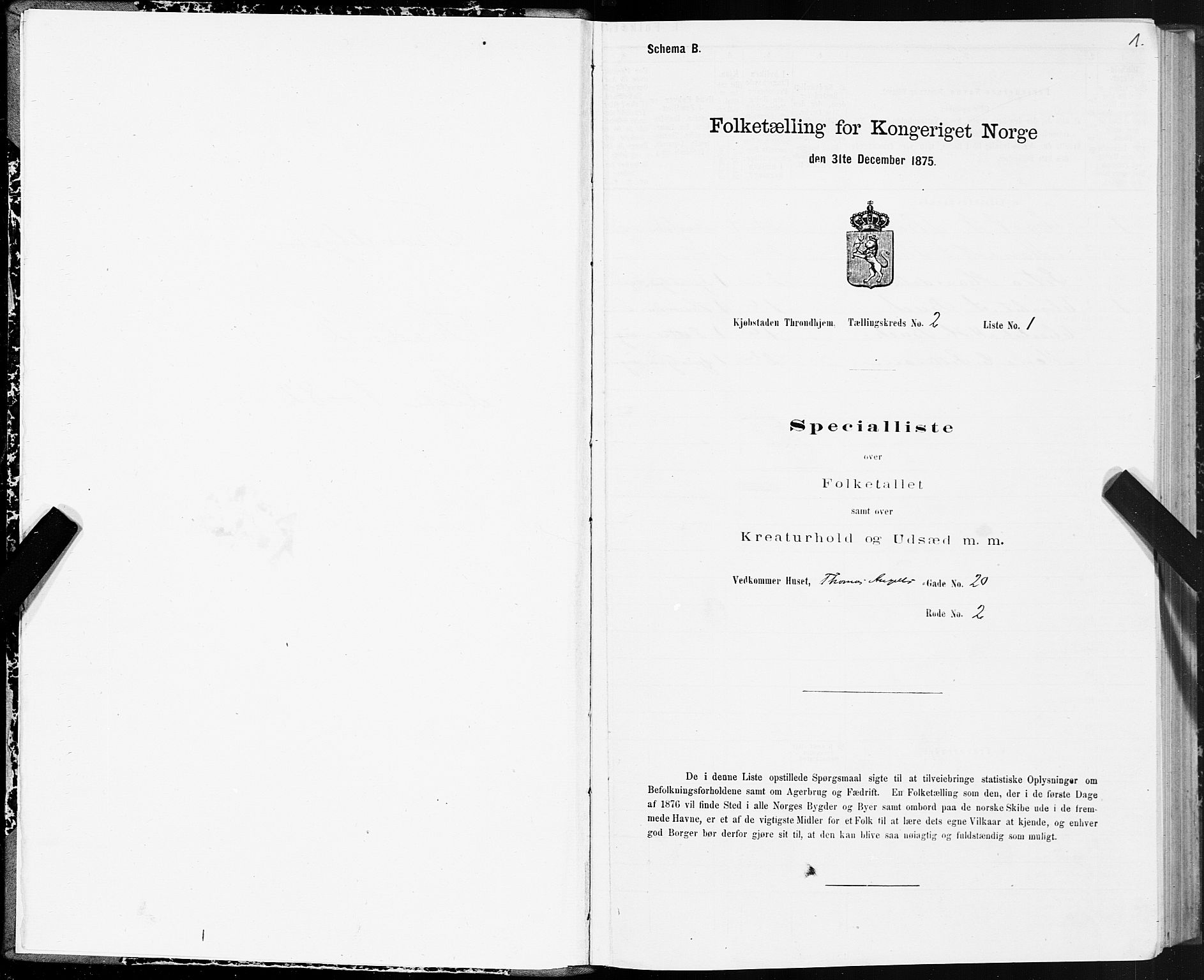 SAT, 1875 census for 1601 Trondheim, 1875, p. 2001
