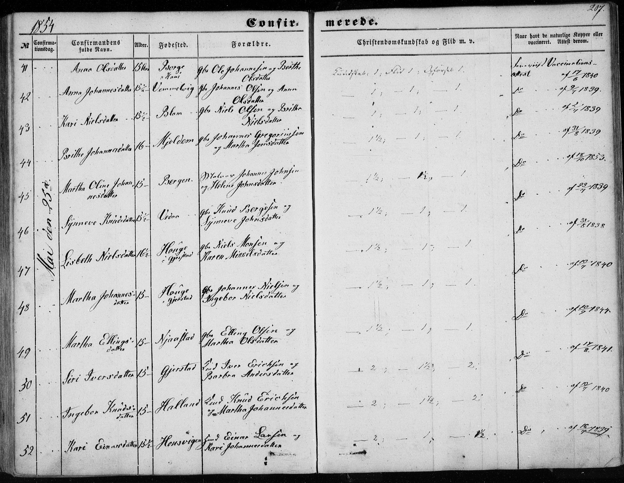 Haus sokneprestembete, AV/SAB-A-75601/H/Haa: Parish register (official) no. A 16 I, 1848-1857, p. 207