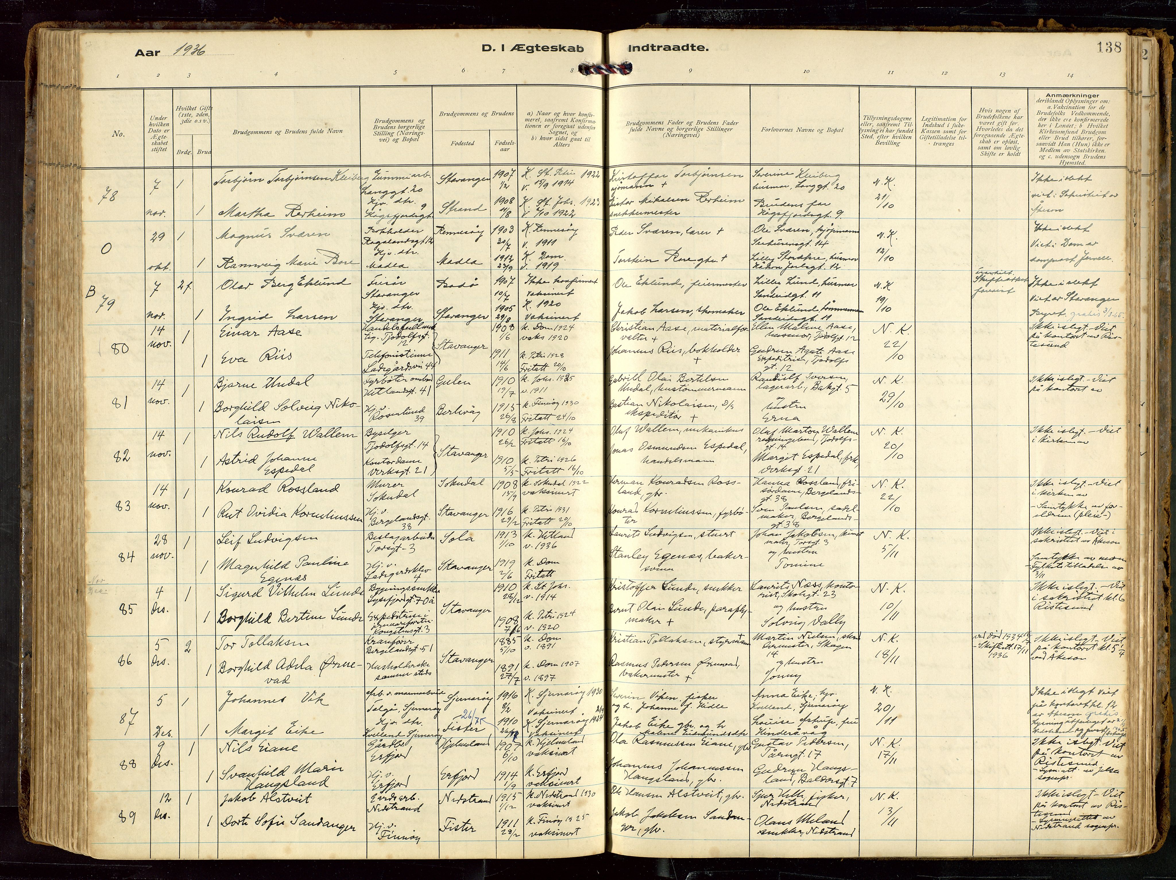 St. Petri sokneprestkontor, AV/SAST-A-101813/002/D/L0002: Parish register (official) no. A 27, 1921-1942, p. 138