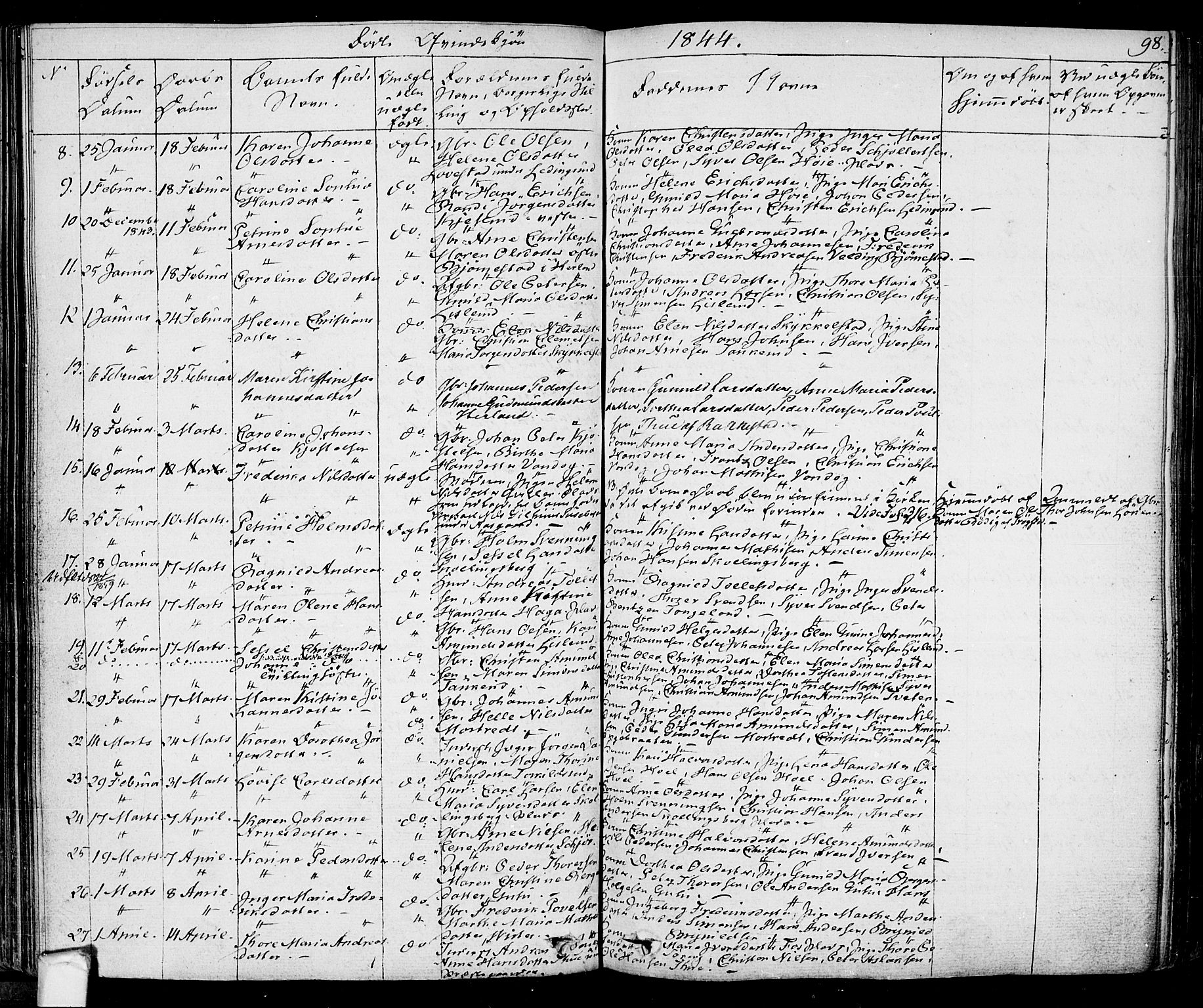 Eidsberg prestekontor Kirkebøker, AV/SAO-A-10905/F/Fa/L0008: Parish register (official) no. I 8, 1832-1848, p. 98