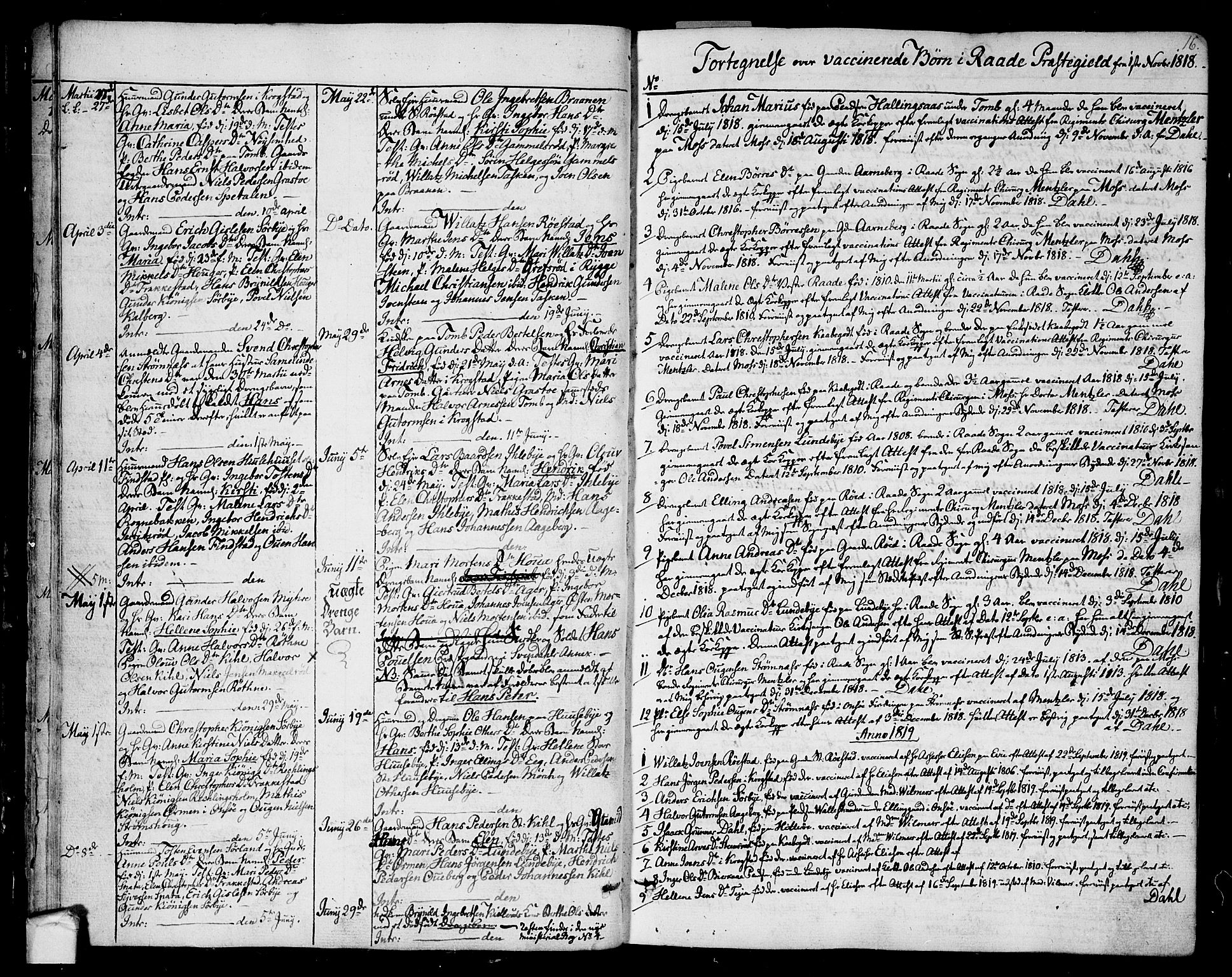 Råde prestekontor kirkebøker, AV/SAO-A-2009/F/Fa/L0003: Parish register (official) no. 3, 1806-1814, p. 16