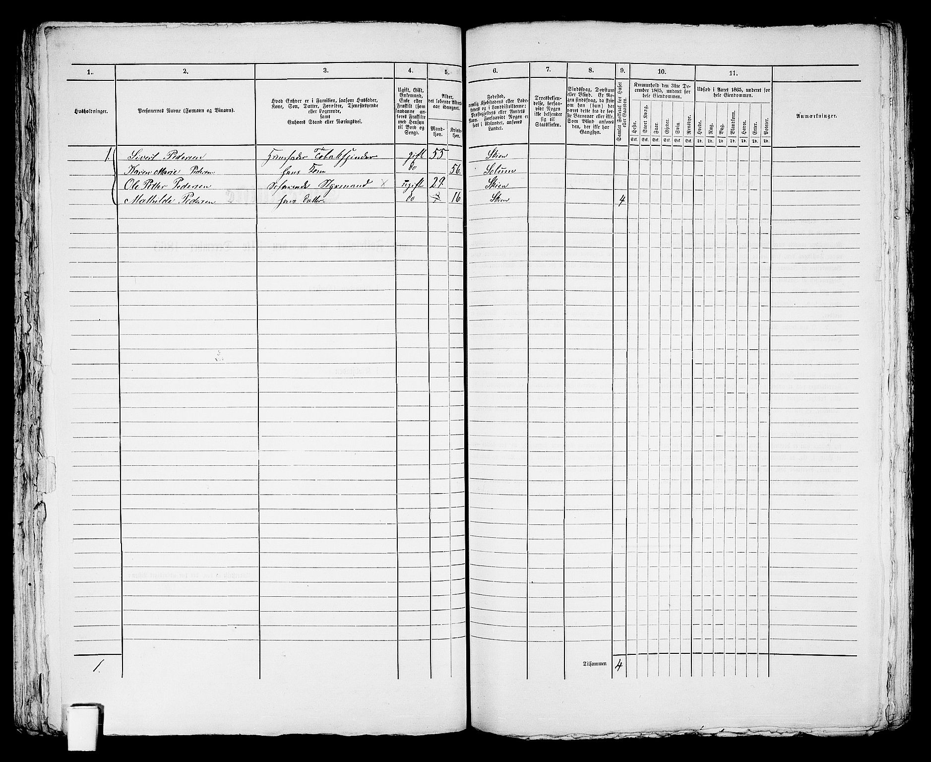 RA, 1865 census for Skien, 1865, p. 958