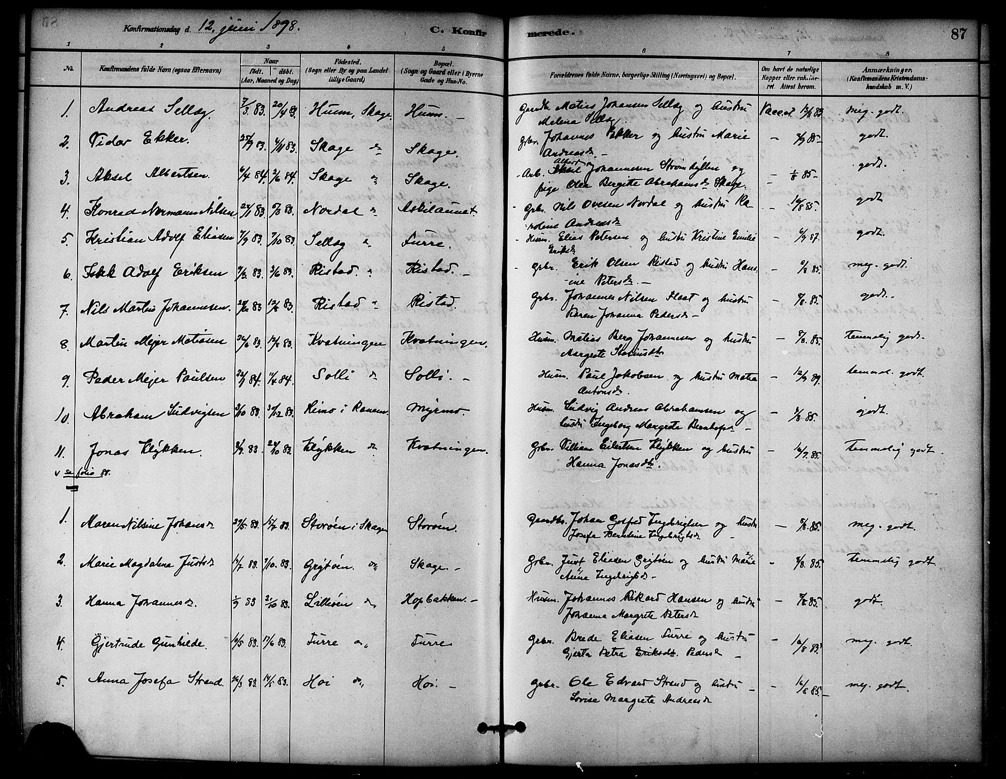 Ministerialprotokoller, klokkerbøker og fødselsregistre - Nord-Trøndelag, SAT/A-1458/766/L0563: Parish register (official) no. 767A01, 1881-1899, p. 87