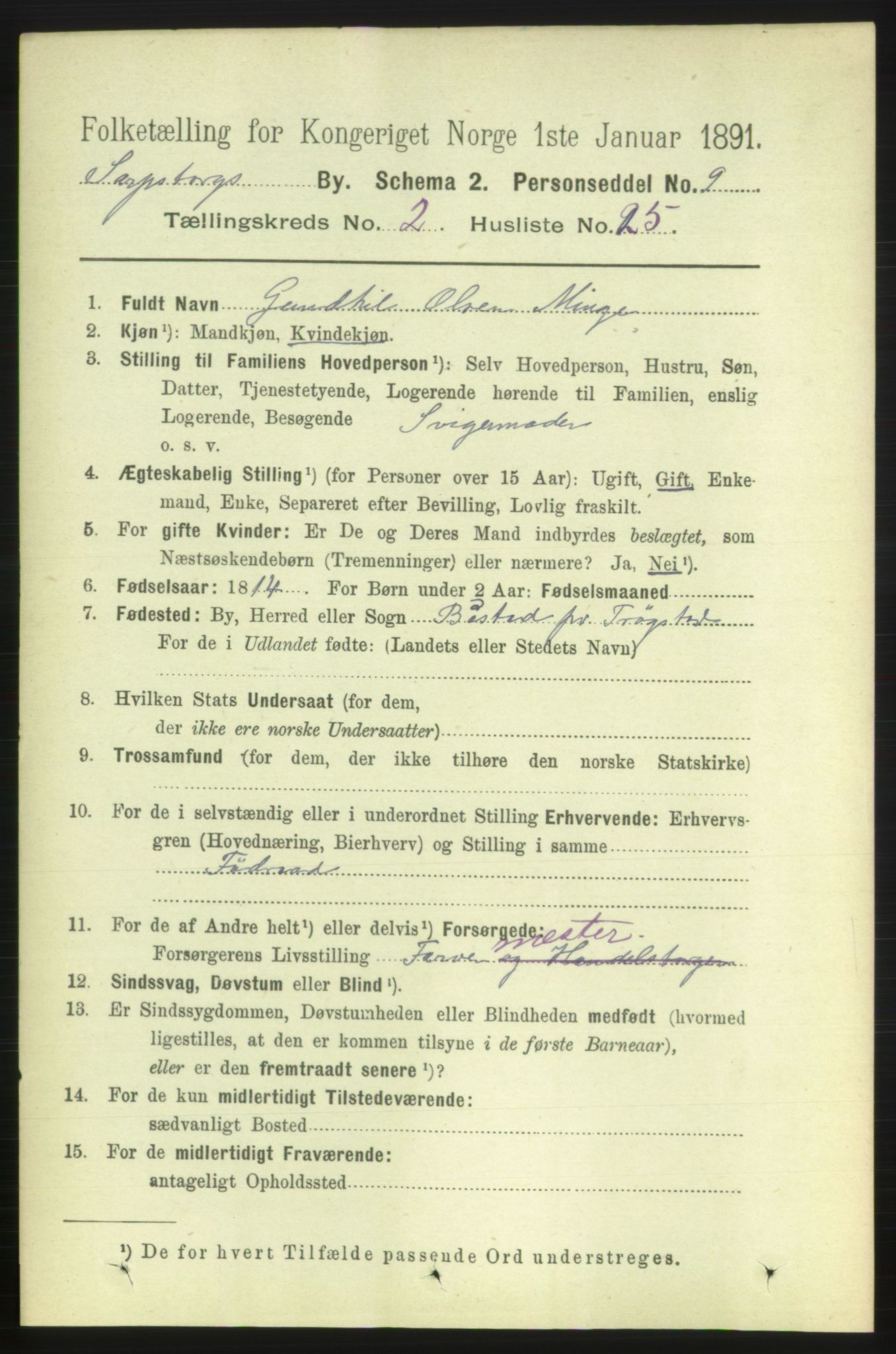 RA, 1891 census for 0102 Sarpsborg, 1891, p. 1510