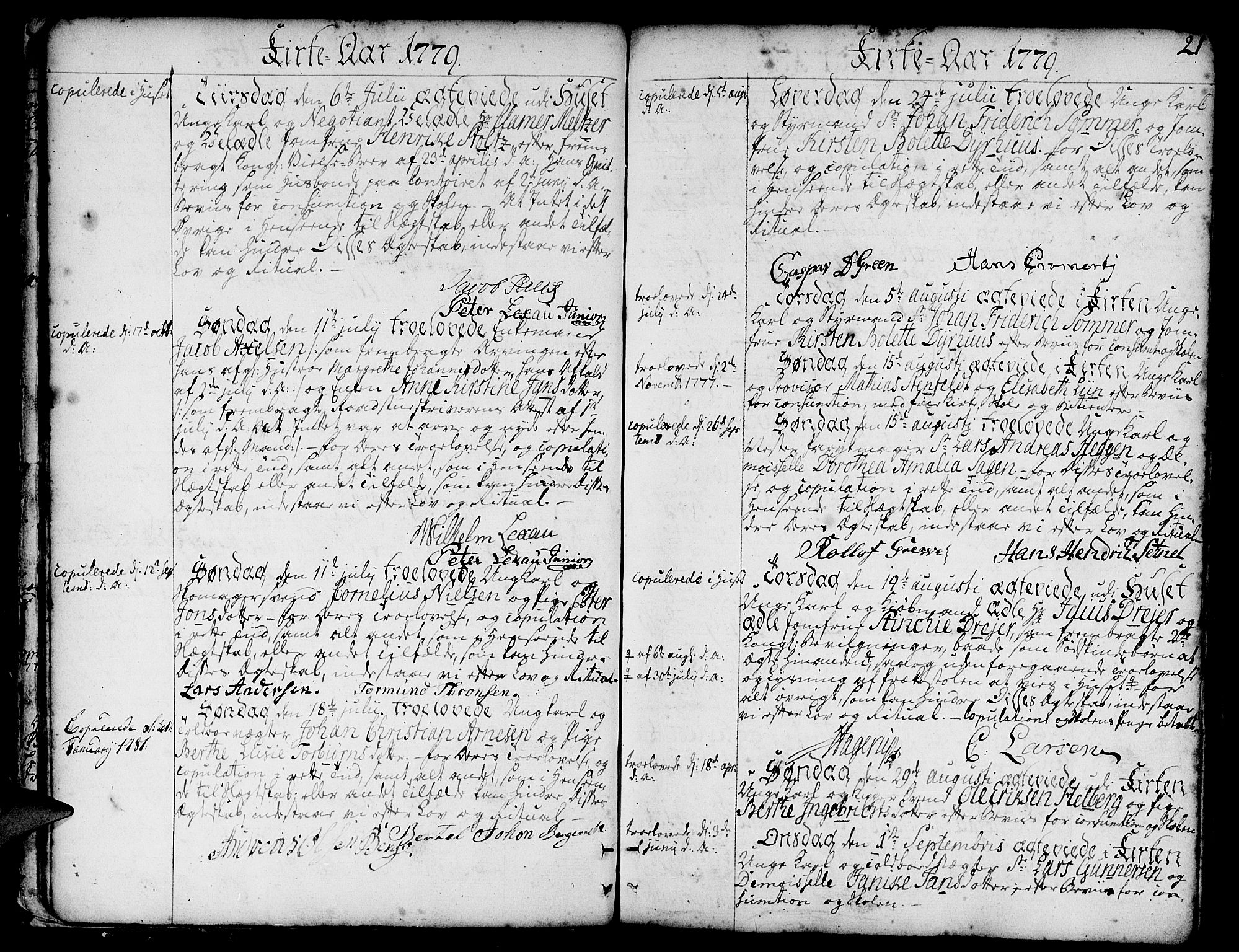 Nykirken Sokneprestembete, SAB/A-77101/H/Haa/L0008: Parish register (official) no. A 8, 1776-1814, p. 21