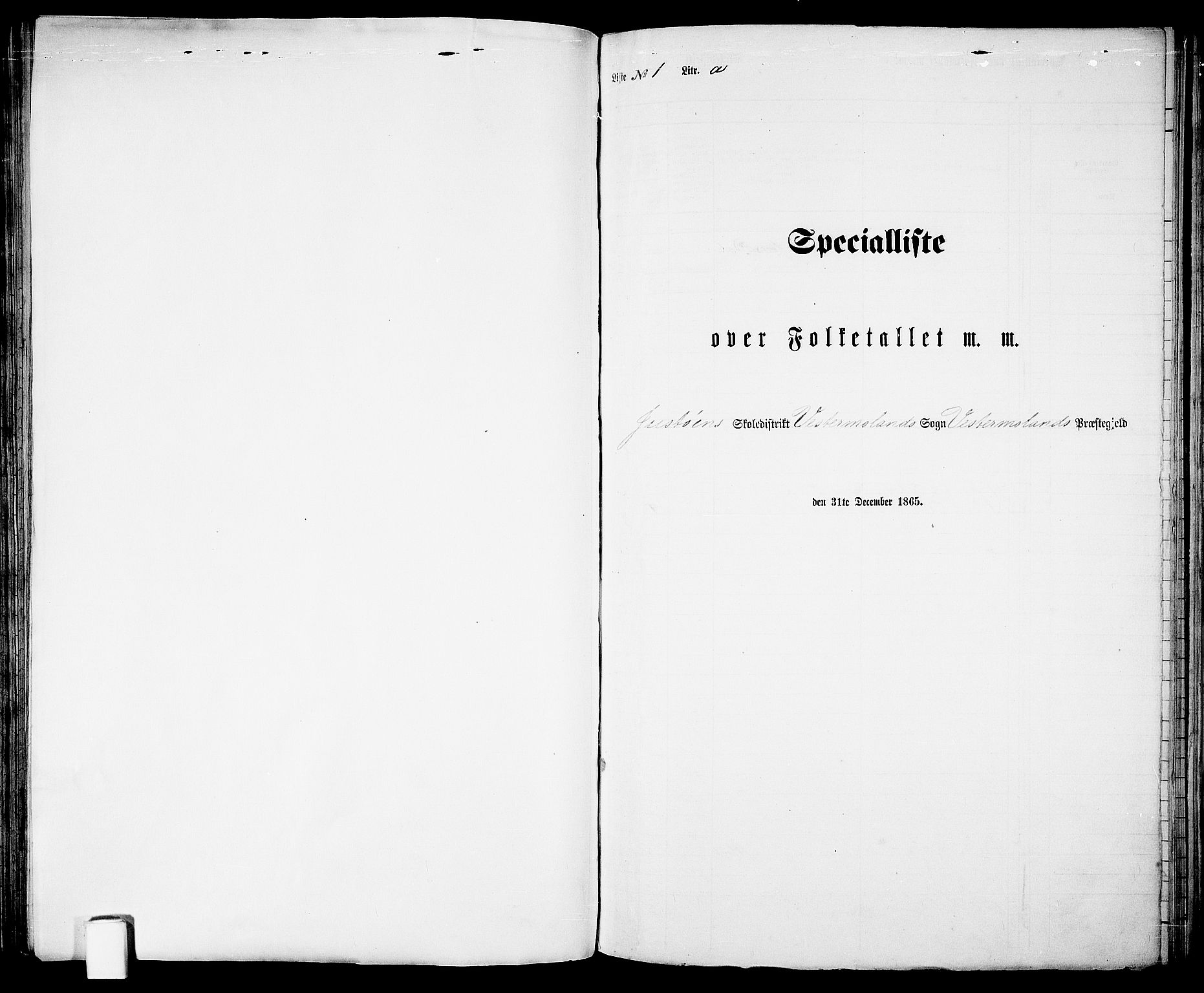 RA, 1865 census for Vestre Moland/Vestre Moland, 1865, p. 5