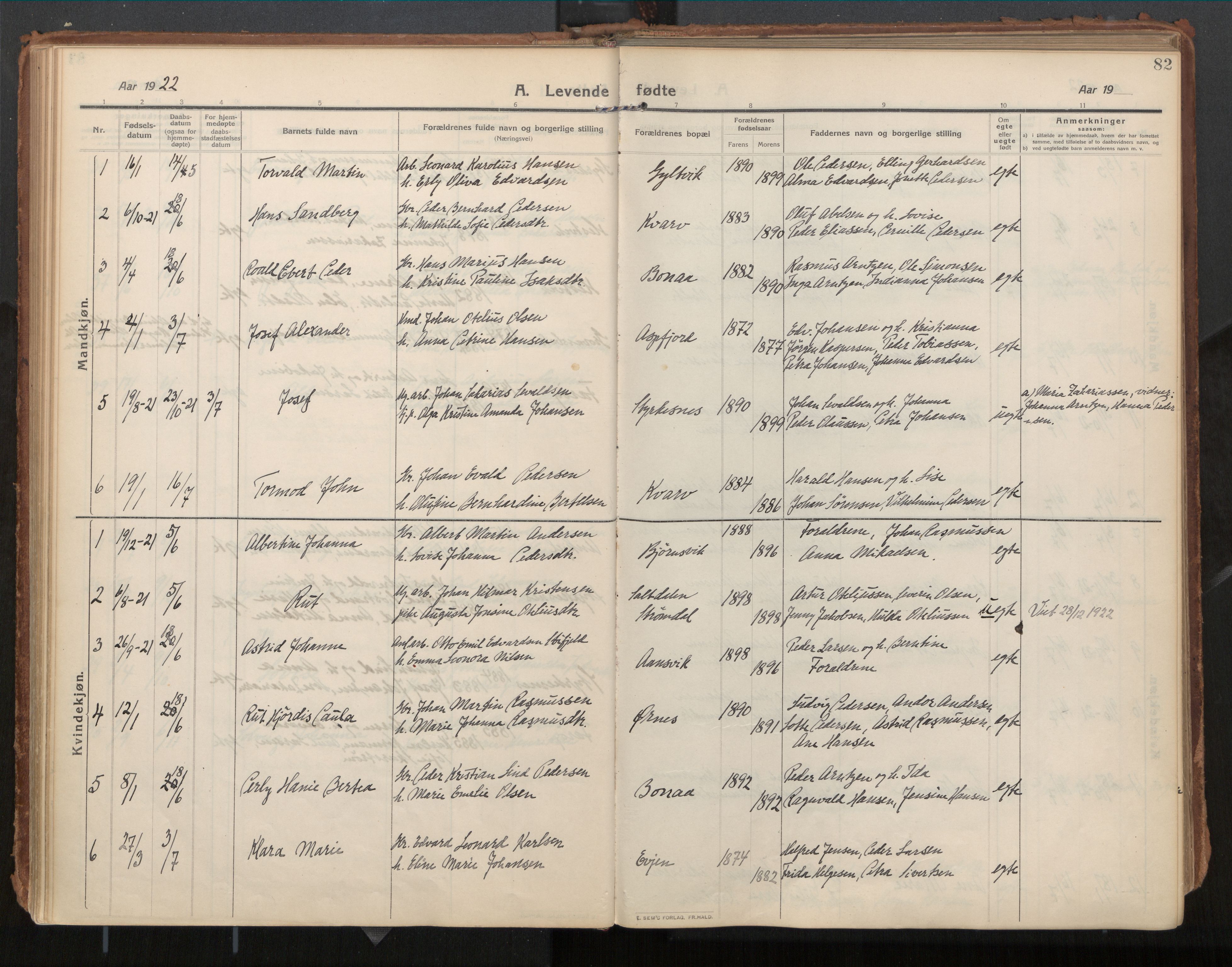 Ministerialprotokoller, klokkerbøker og fødselsregistre - Nordland, SAT/A-1459/854/L0784: Parish register (official) no. 854A07, 1910-1922, p. 82