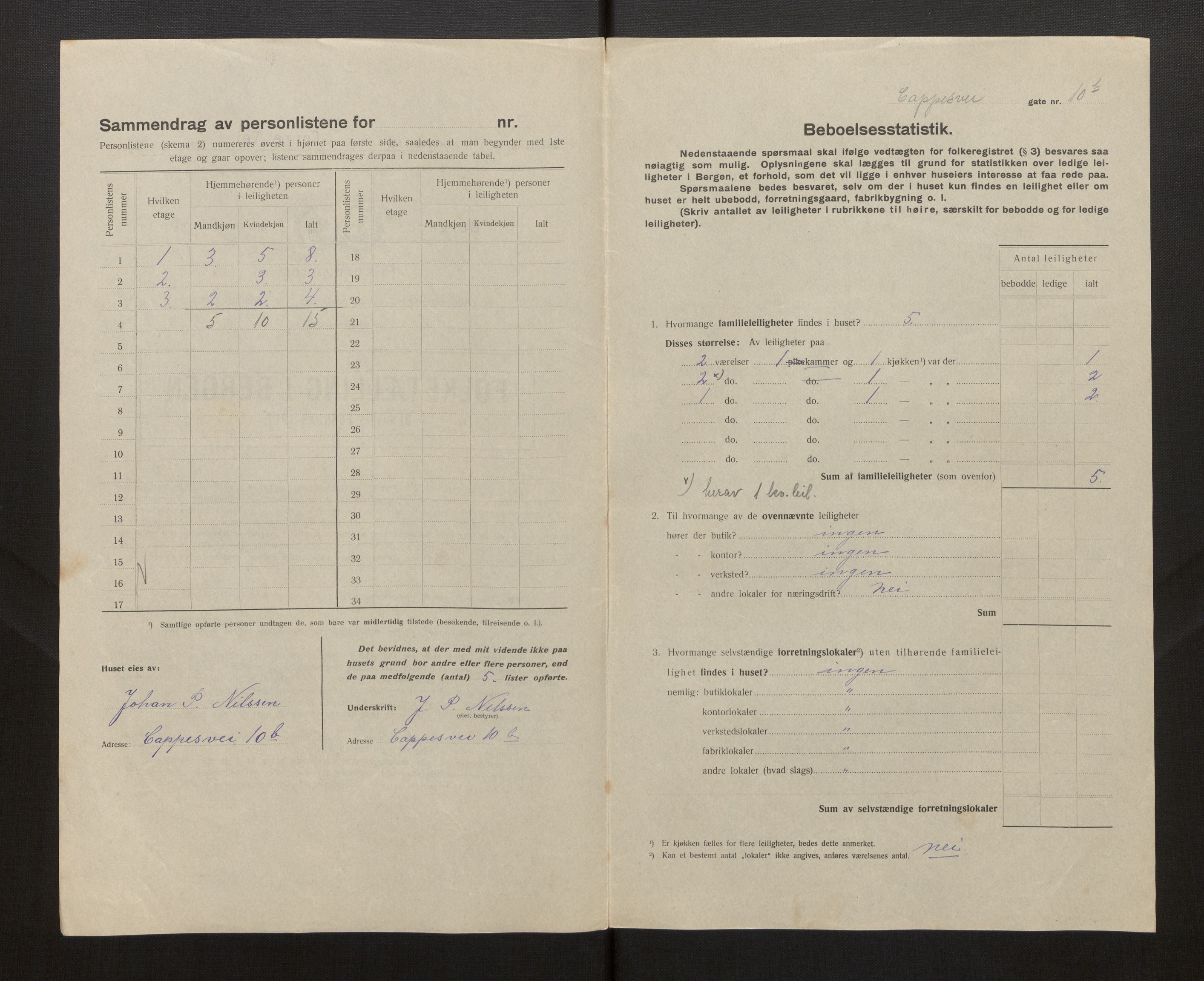 SAB, Municipal Census 1917 for Bergen, 1917, p. 4368