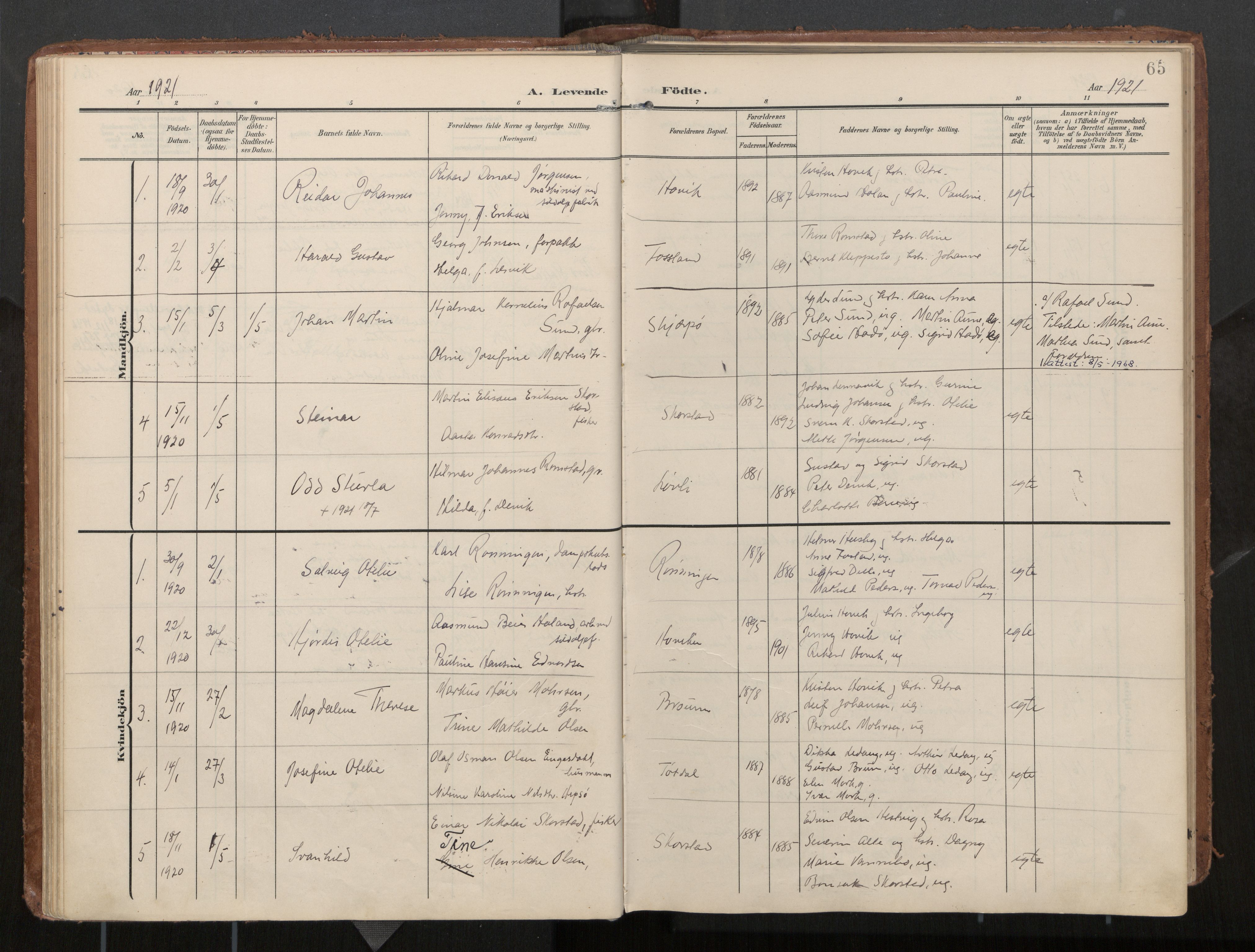 Ministerialprotokoller, klokkerbøker og fødselsregistre - Nord-Trøndelag, AV/SAT-A-1458/774/L0629: Parish register (official), 1904-1926, p. 65