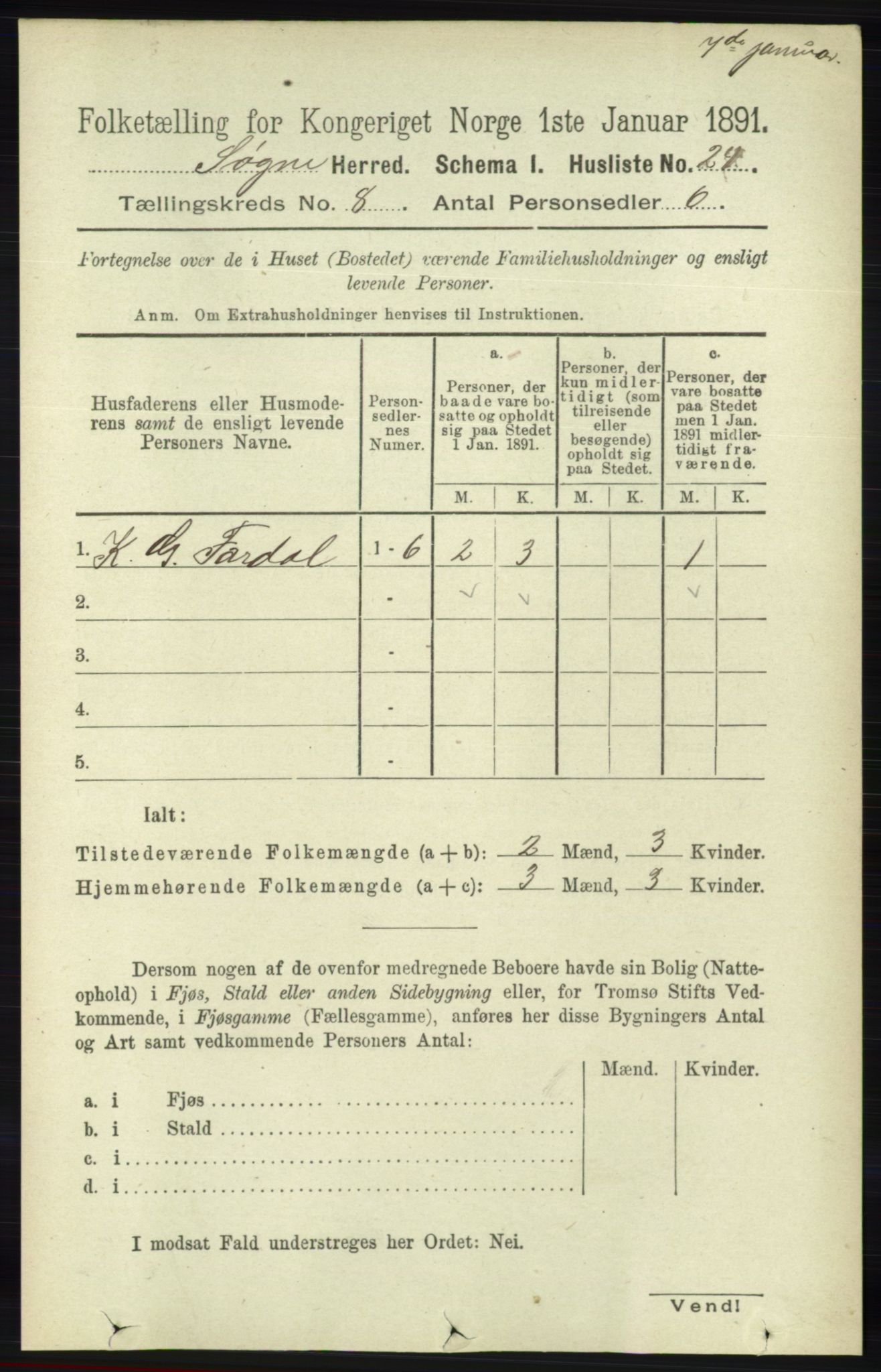 RA, 1891 census for 1018 Søgne, 1891, p. 2191