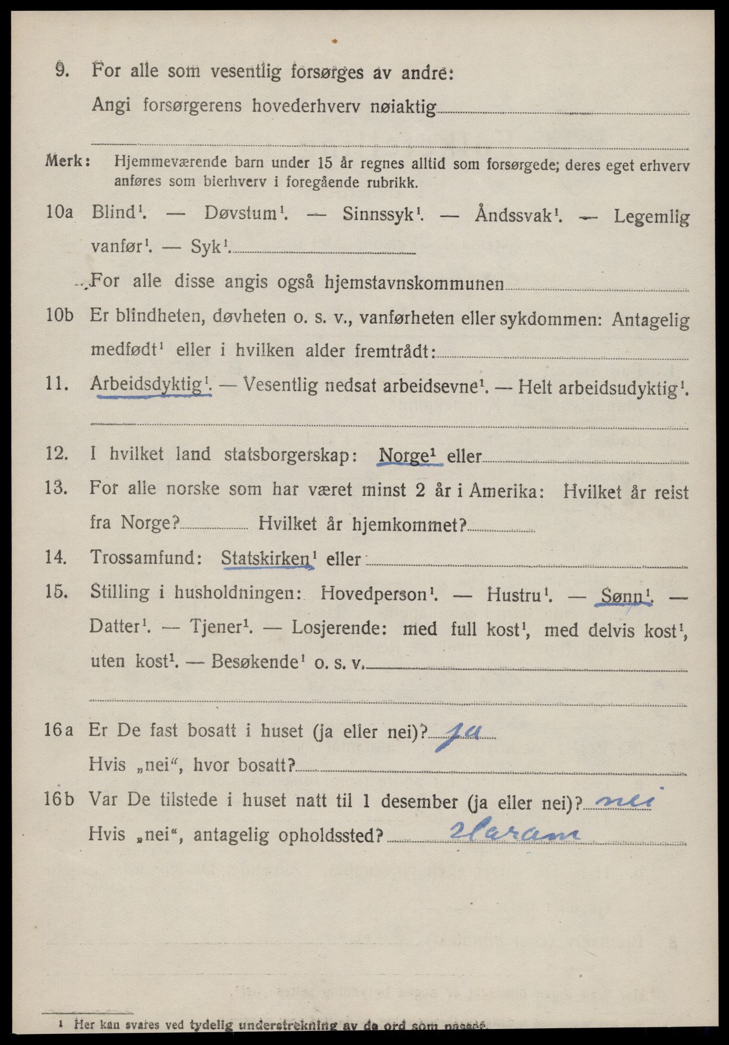 SAT, 1920 census for Sandøy, 1920, p. 1037