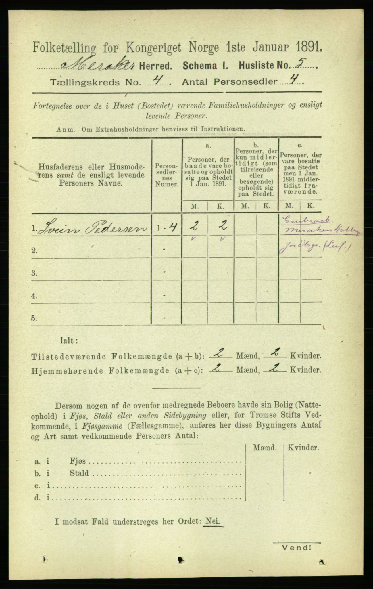 RA, 1891 census for 1711 Meråker, 1891, p. 1570