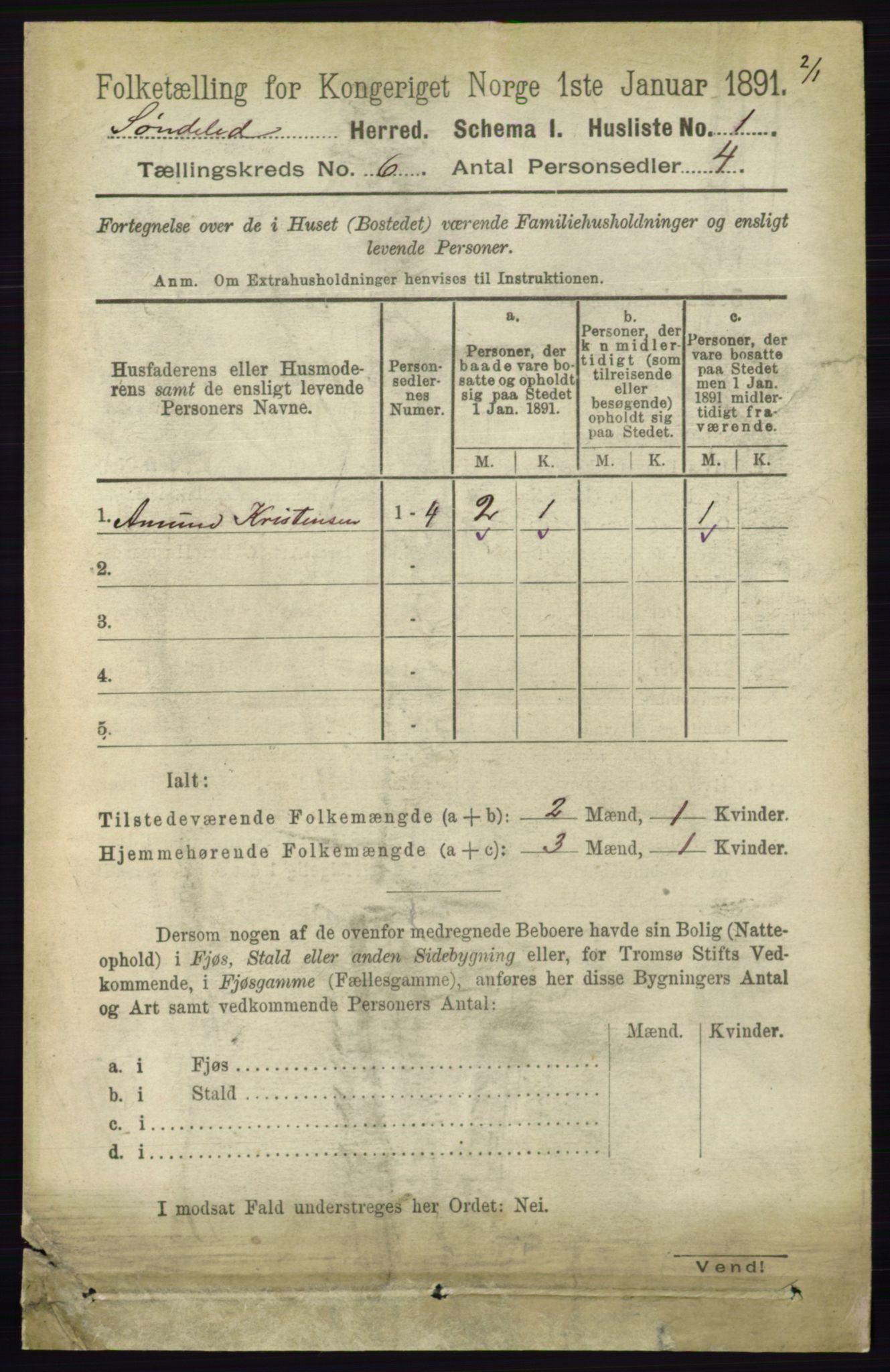 RA, 1891 census for 0913 Søndeled, 1891, p. 1742