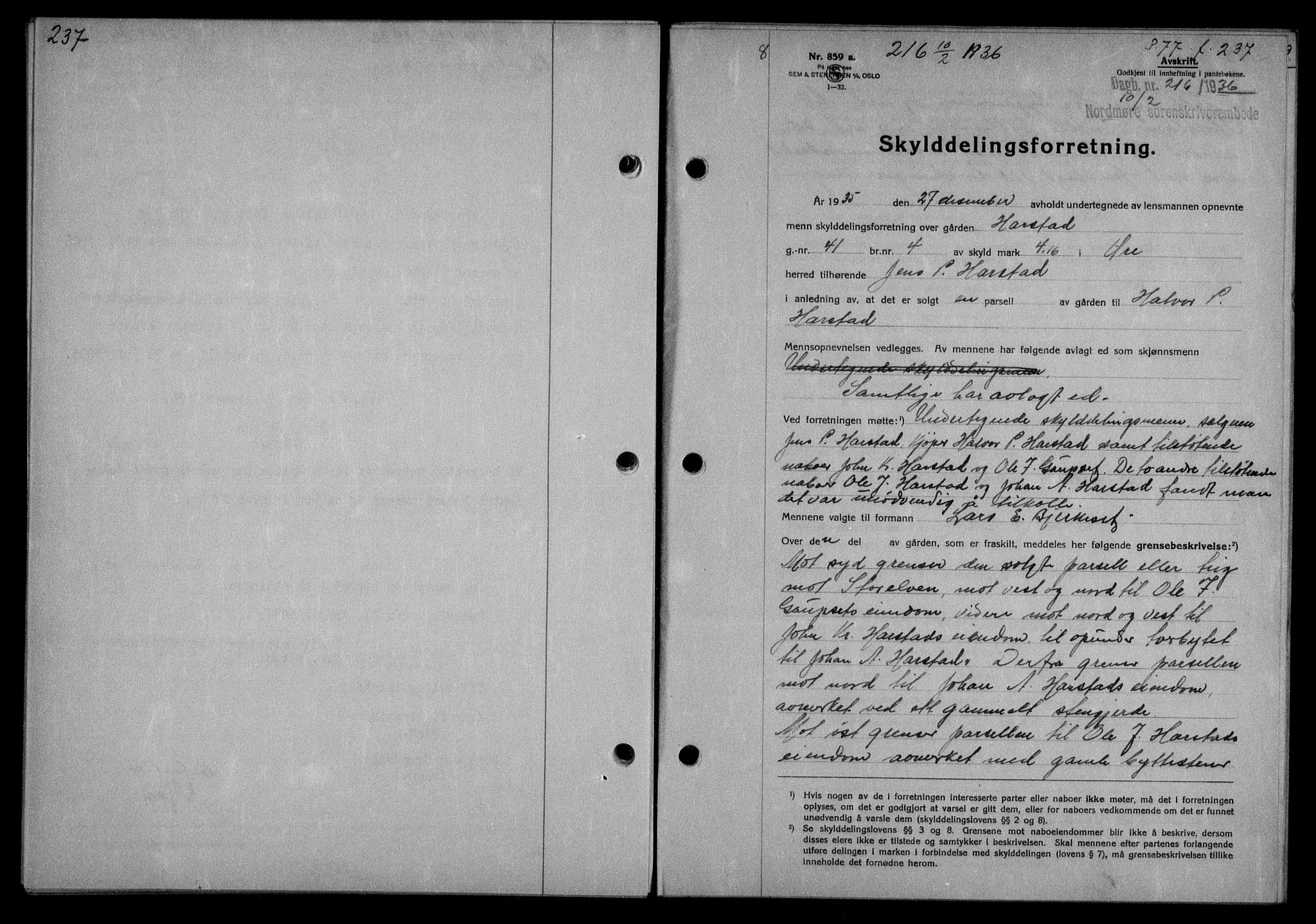 Nordmøre sorenskriveri, AV/SAT-A-4132/1/2/2Ca/L0087: Mortgage book no. 77, 1935-1936, Deed date: 10.02.1936