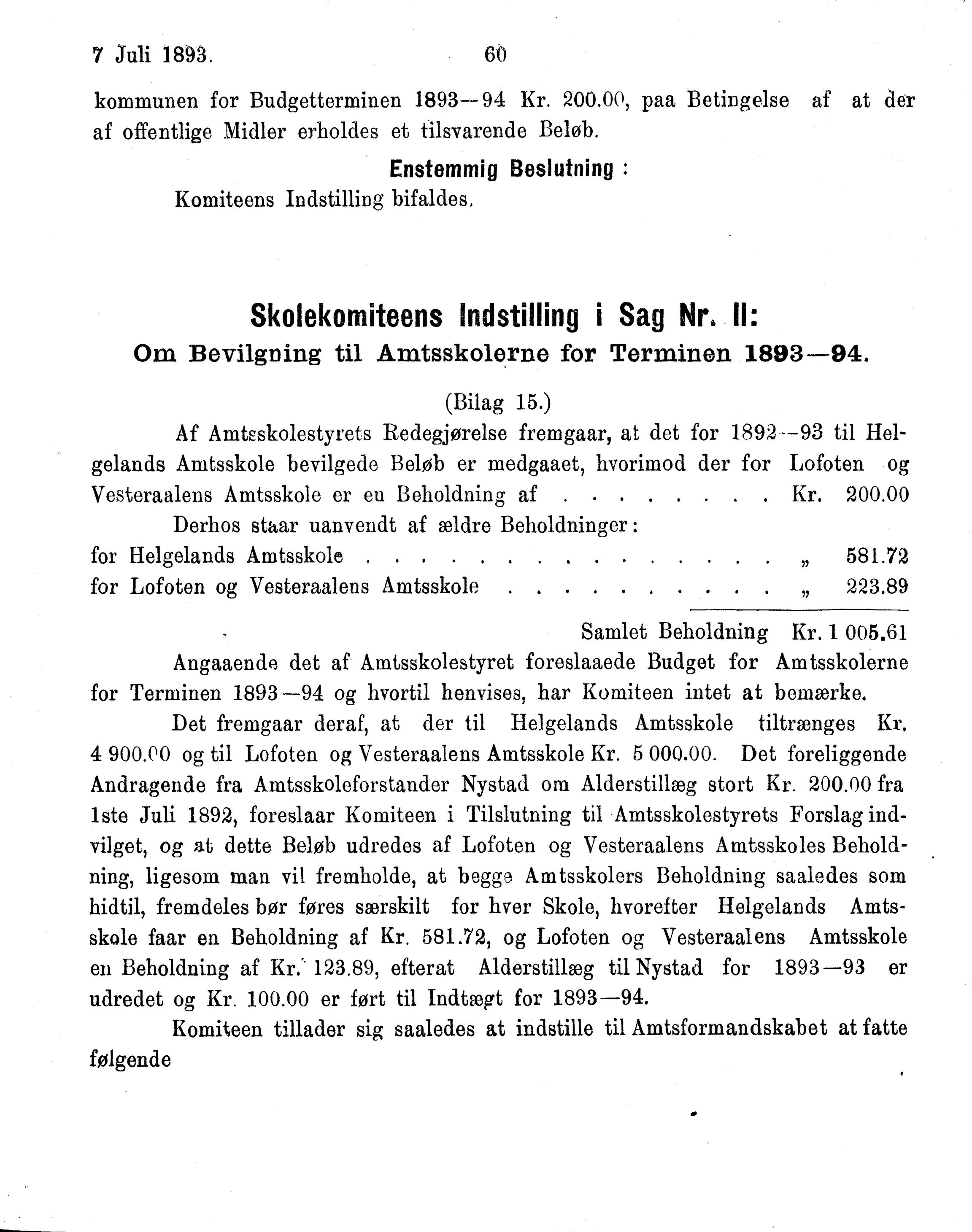 Nordland Fylkeskommune. Fylkestinget, AIN/NFK-17/176/A/Ac/L0016: Fylkestingsforhandlinger 1891-1893, 1891-1893