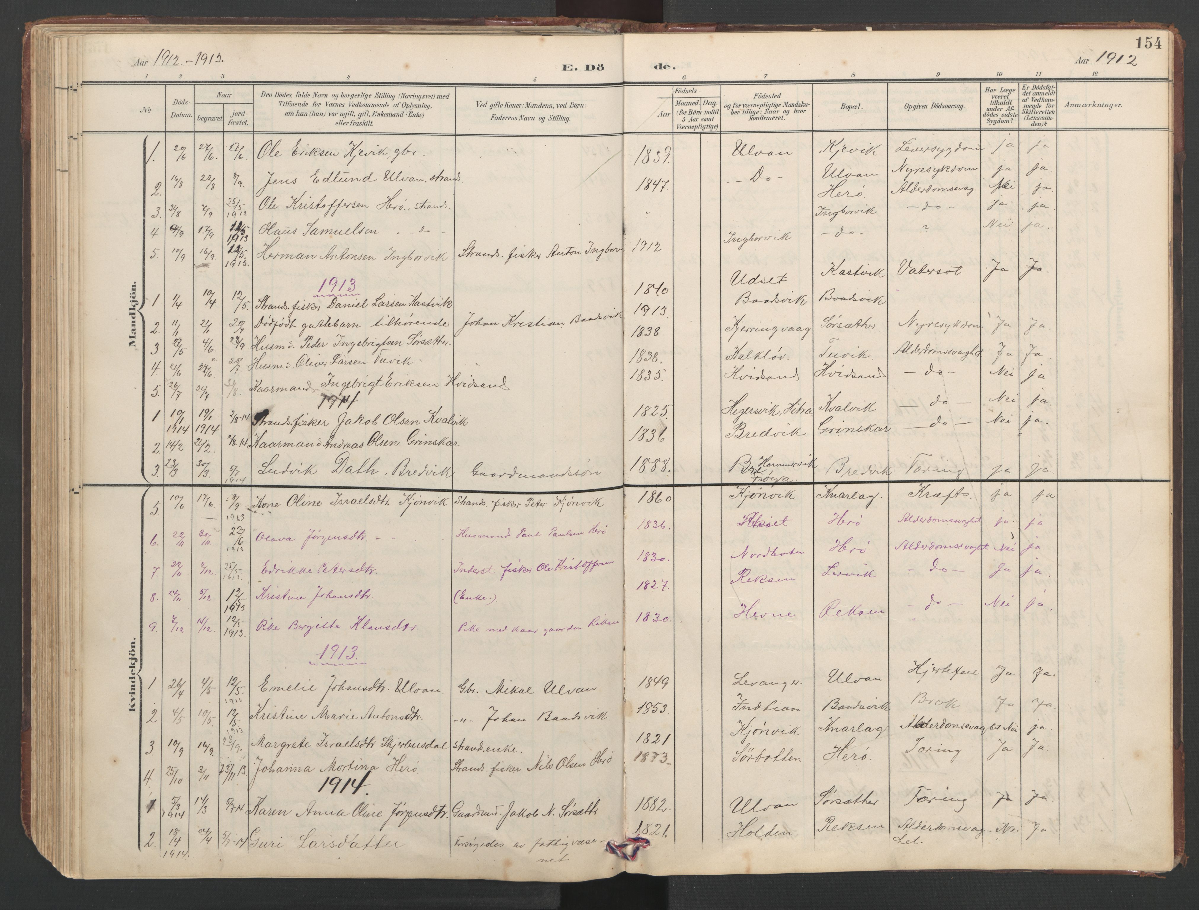 Ministerialprotokoller, klokkerbøker og fødselsregistre - Sør-Trøndelag, SAT/A-1456/638/L0571: Parish register (copy) no. 638C03, 1901-1930, p. 154