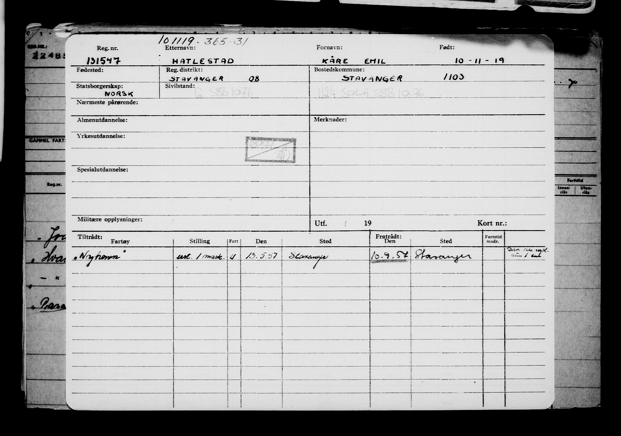 Direktoratet for sjømenn, AV/RA-S-3545/G/Gb/L0173: Hovedkort, 1919, p. 460