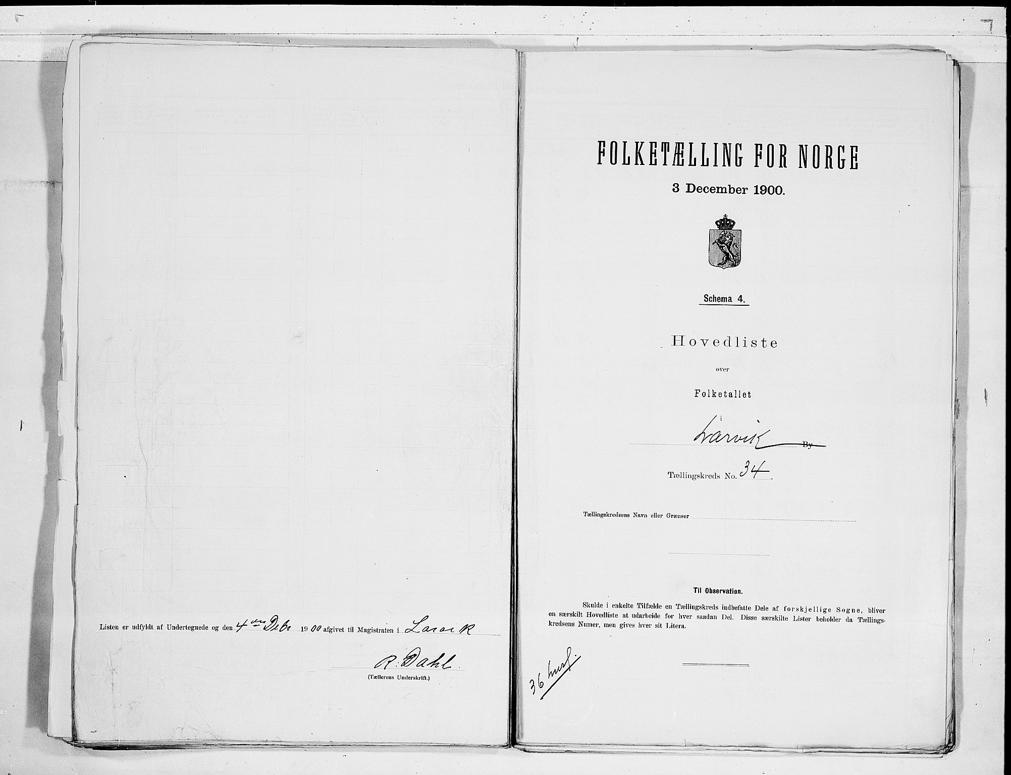 RA, 1900 census for Larvik, 1900, p. 70