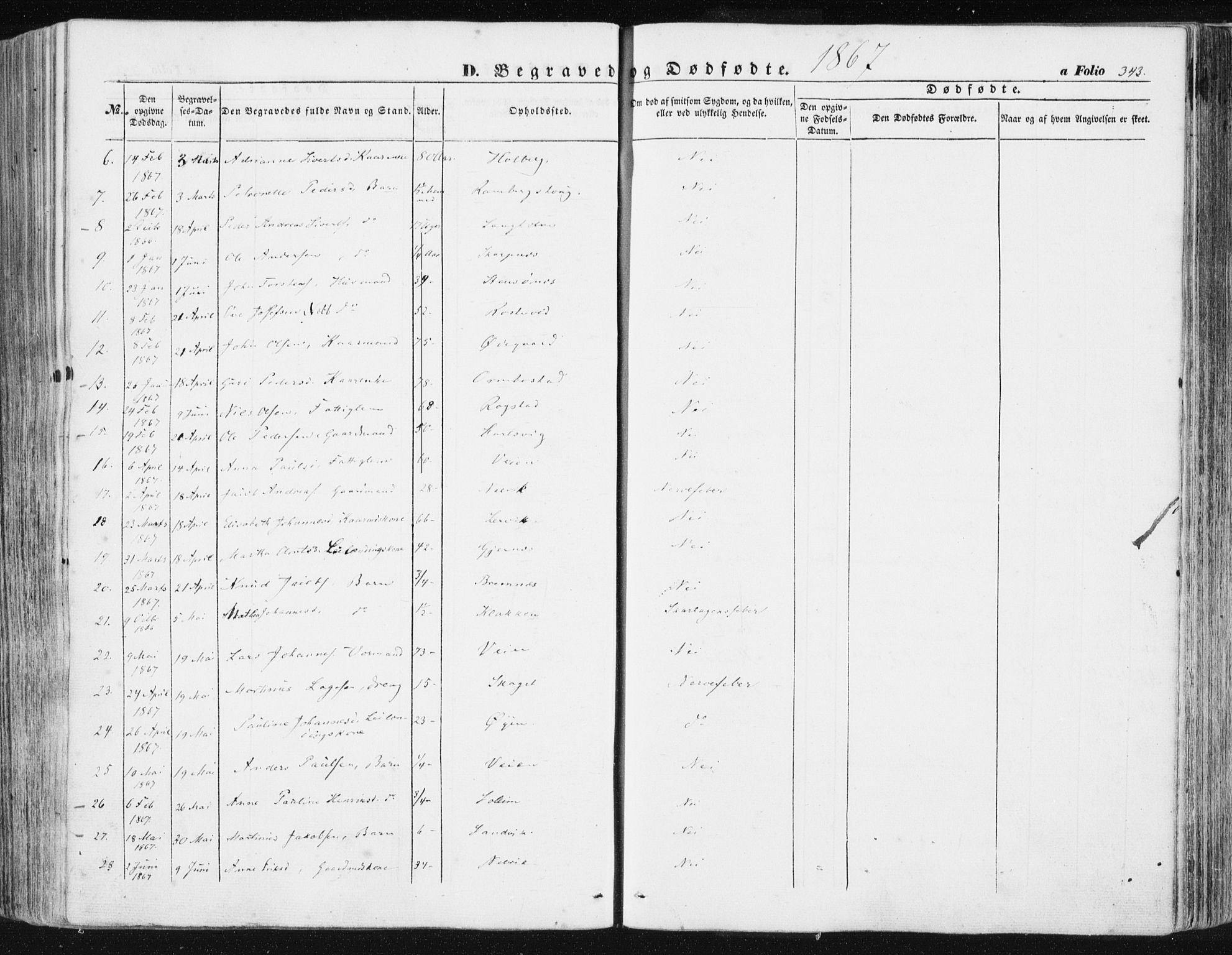 Ministerialprotokoller, klokkerbøker og fødselsregistre - Møre og Romsdal, AV/SAT-A-1454/581/L0937: Parish register (official) no. 581A05, 1853-1872, p. 343