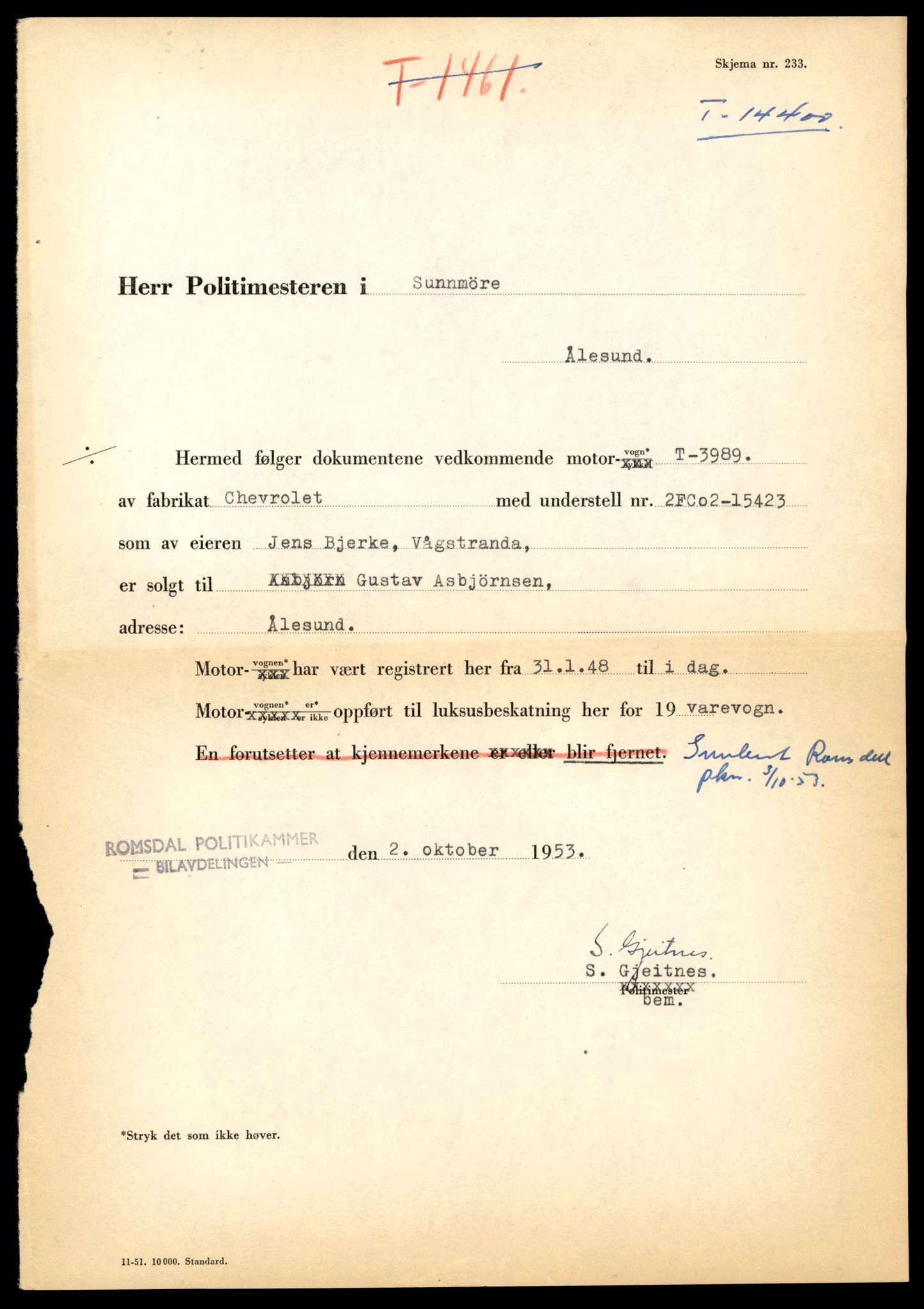 Møre og Romsdal vegkontor - Ålesund trafikkstasjon, AV/SAT-A-4099/F/Fe/L0045: Registreringskort for kjøretøy T 14320 - T 14444, 1927-1998, p. 2059