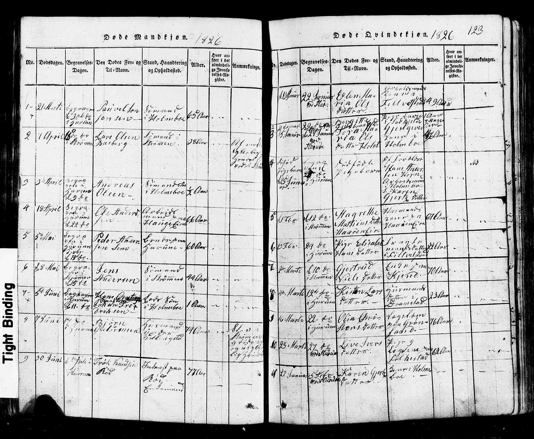 Hurum kirkebøker, SAKO/A-229/G/Ga/L0001: Parish register (copy) no. I 1, 1816-1826, p. 123