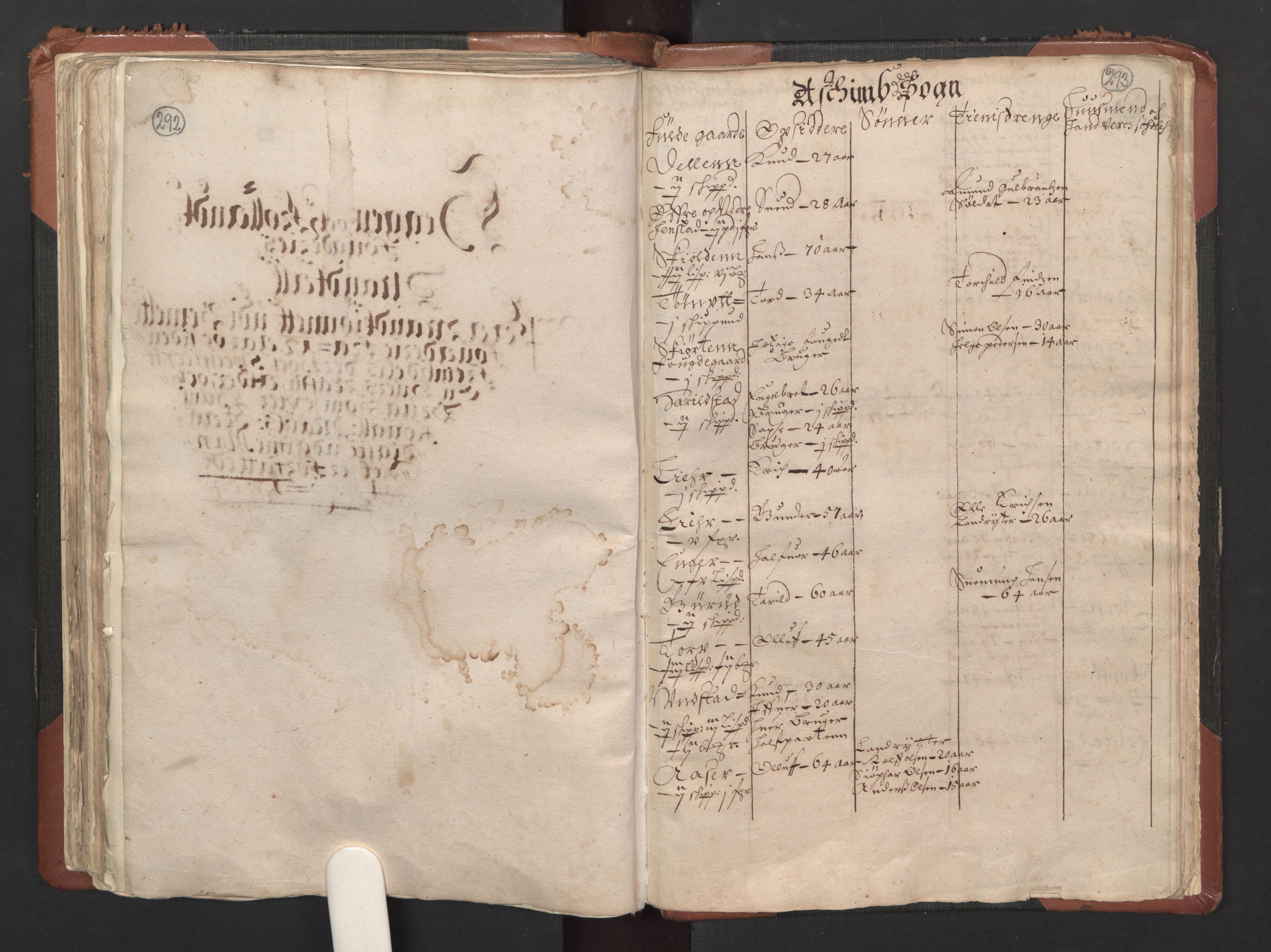 RA, Bailiff's Census 1664-1666, no. 1: Modern Østfold county, 1664, p. 292-293