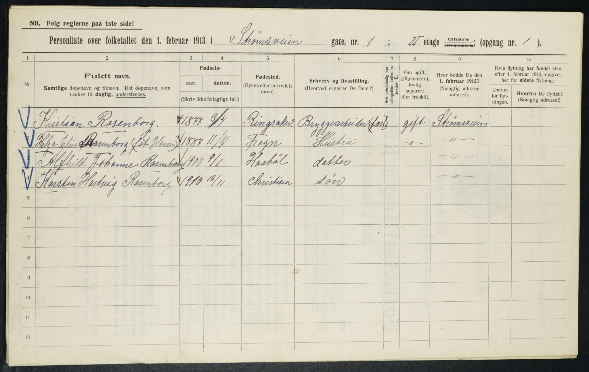 OBA, Municipal Census 1913 for Kristiania, 1913, p. 104040