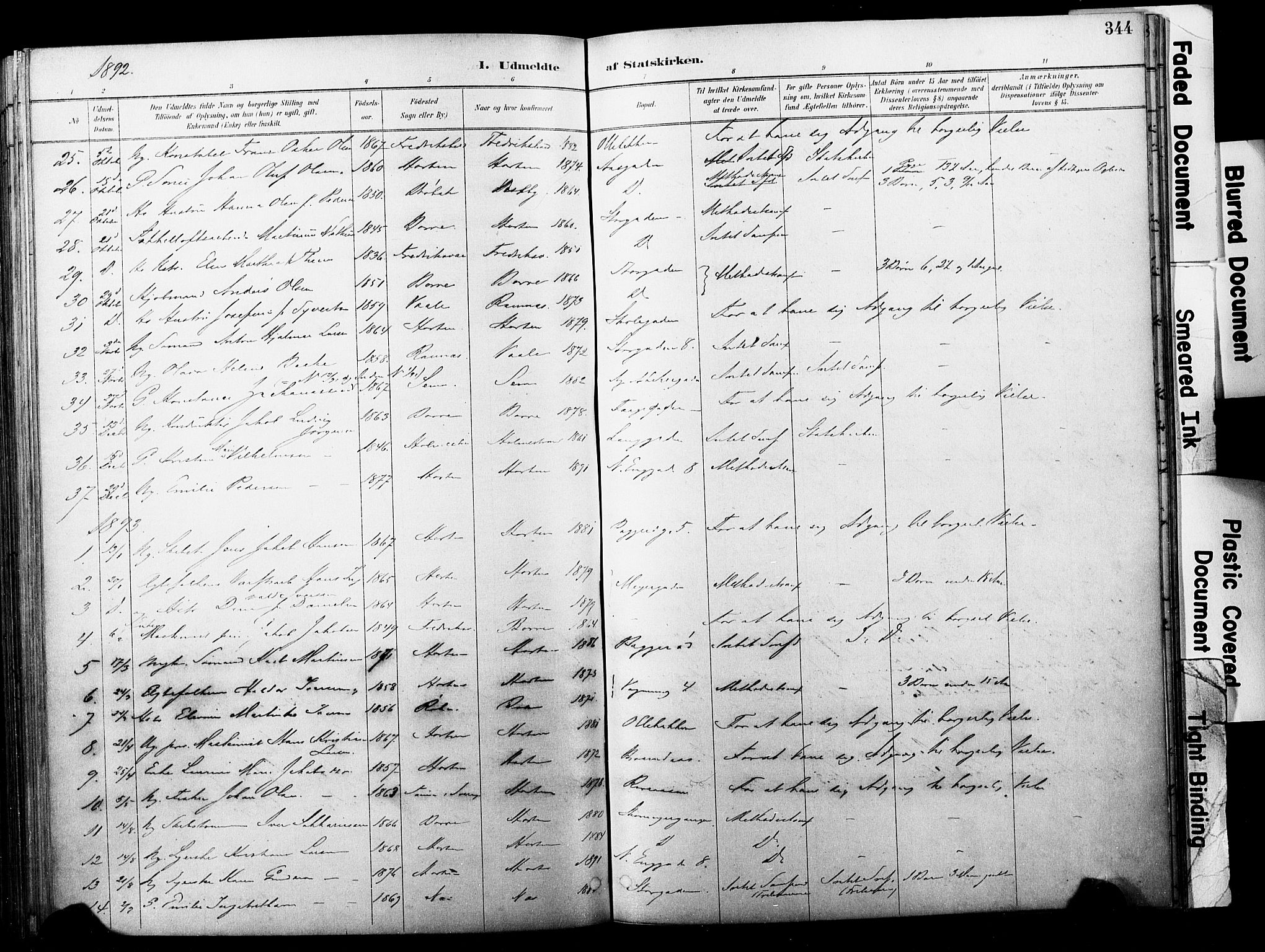 Horten kirkebøker, AV/SAKO-A-348/F/Fa/L0004: Parish register (official) no. 4, 1888-1895, p. 344