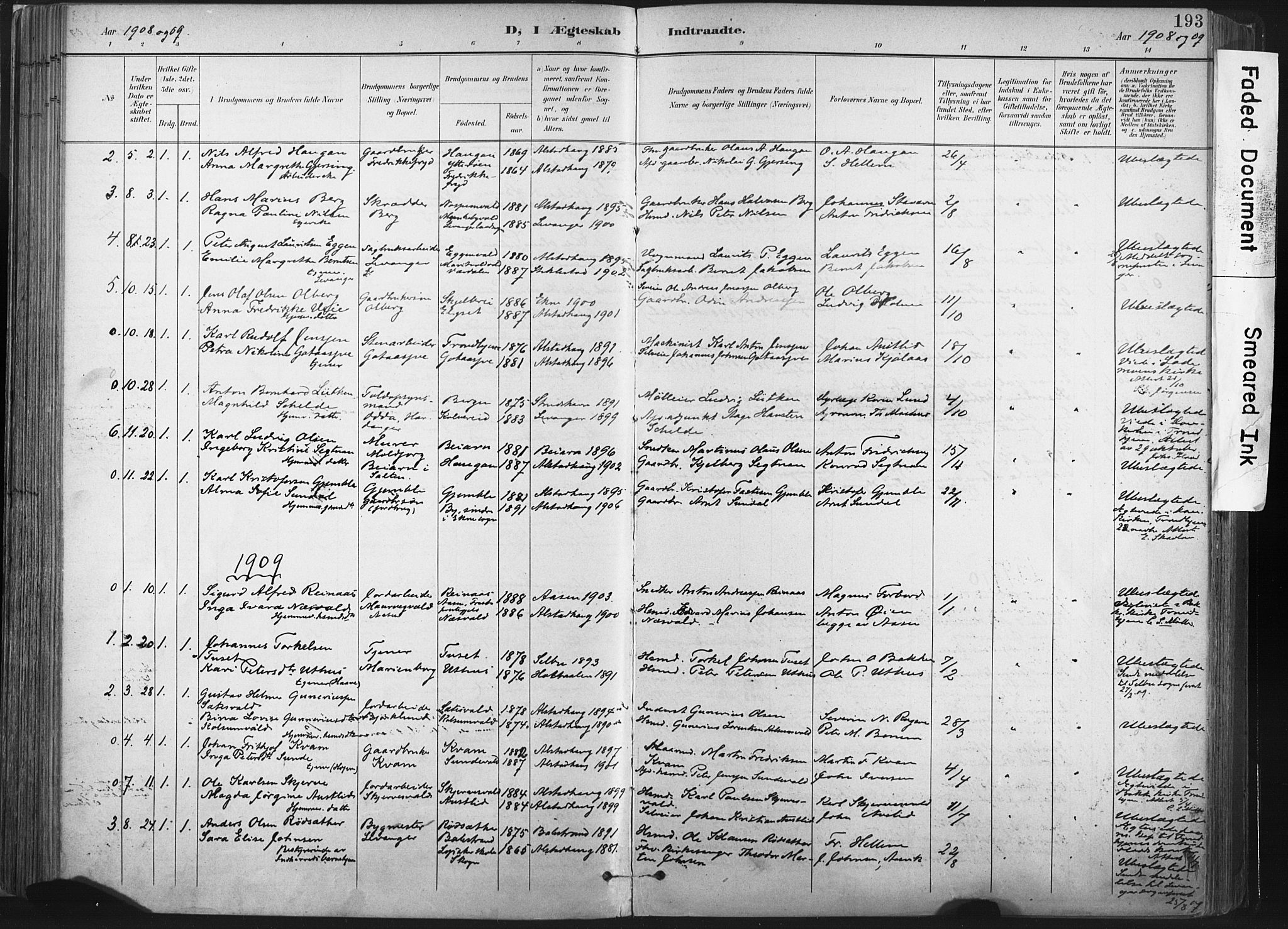 Ministerialprotokoller, klokkerbøker og fødselsregistre - Nord-Trøndelag, SAT/A-1458/717/L0162: Parish register (official) no. 717A12, 1898-1923, p. 193