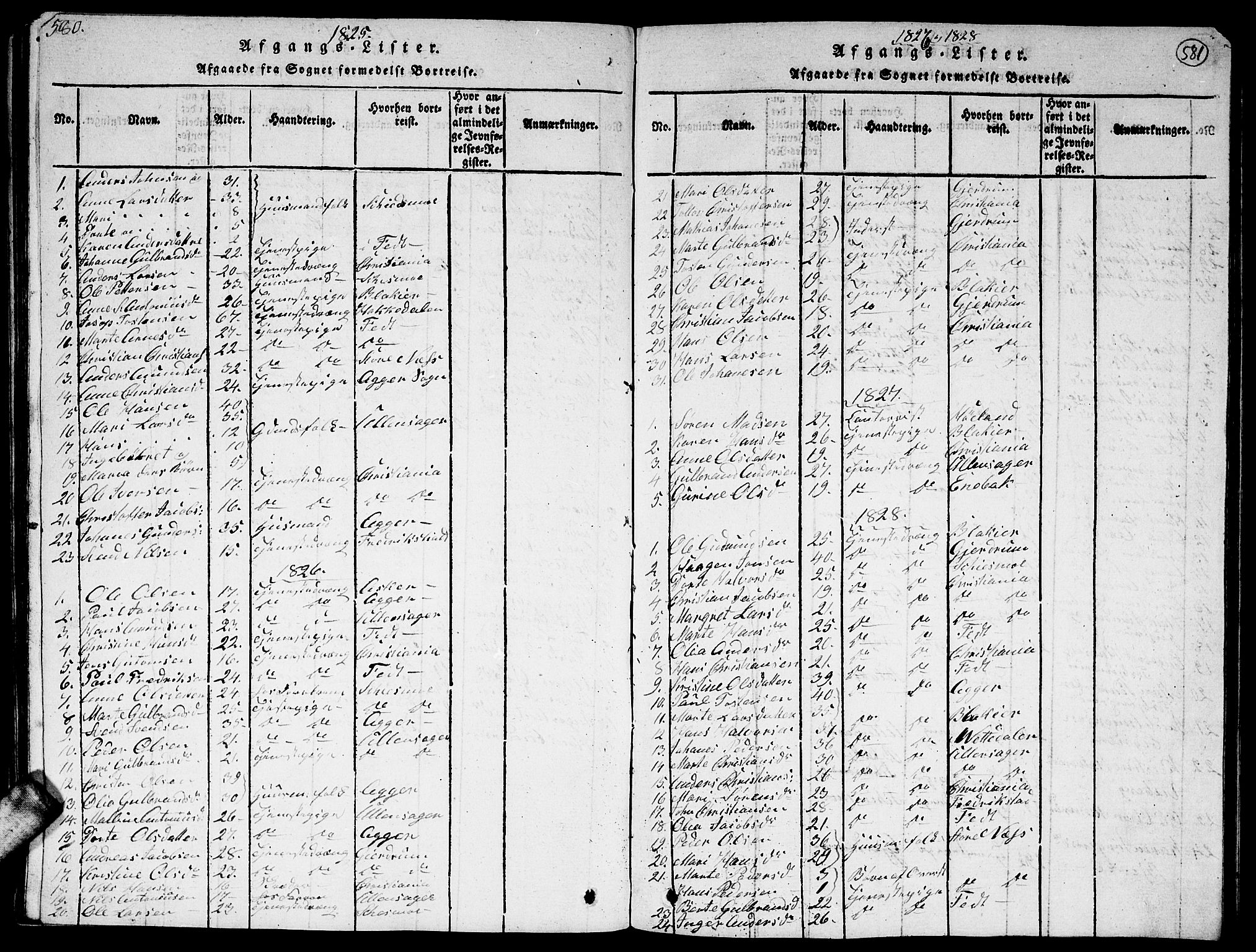 Sørum prestekontor Kirkebøker, SAO/A-10303/G/Ga/L0001: Parish register (copy) no. I 1, 1814-1829, p. 580-581